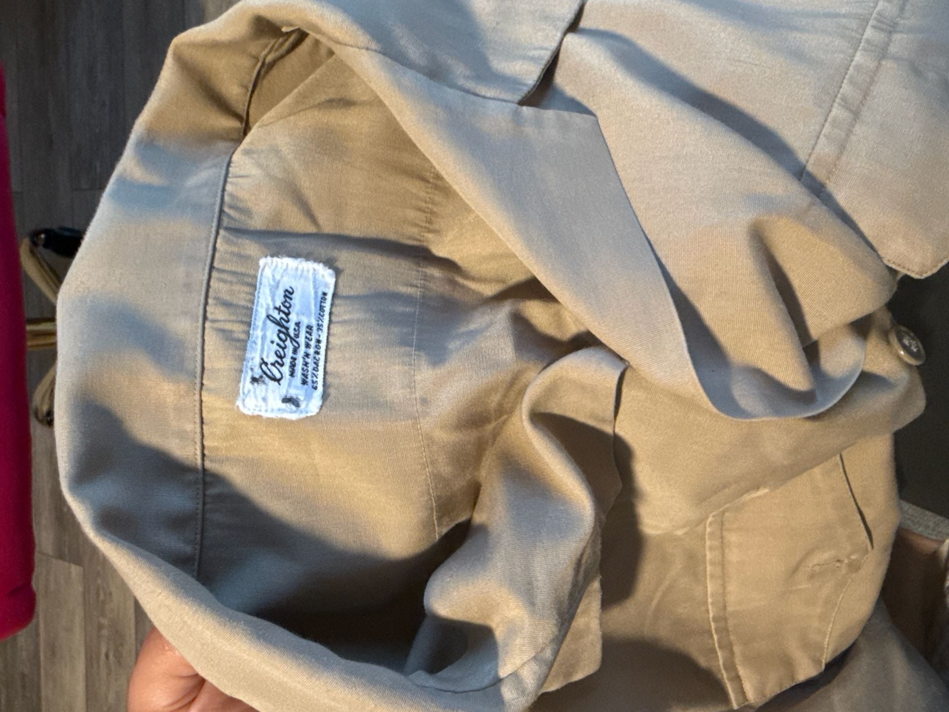 Vintage Creighton Khaki Tan Short Sleeve Military Style Work Uniform Shirt 1