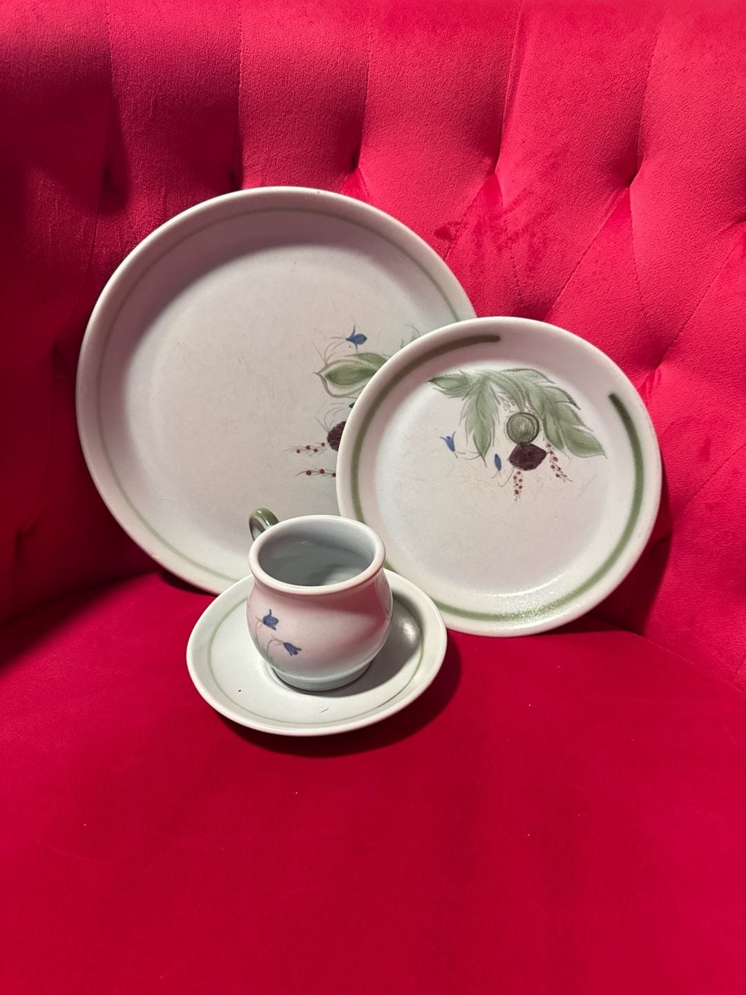 Vintage Buchan Portobello Scotland Thistleware Stoneware 4-Piece Snack Set 1