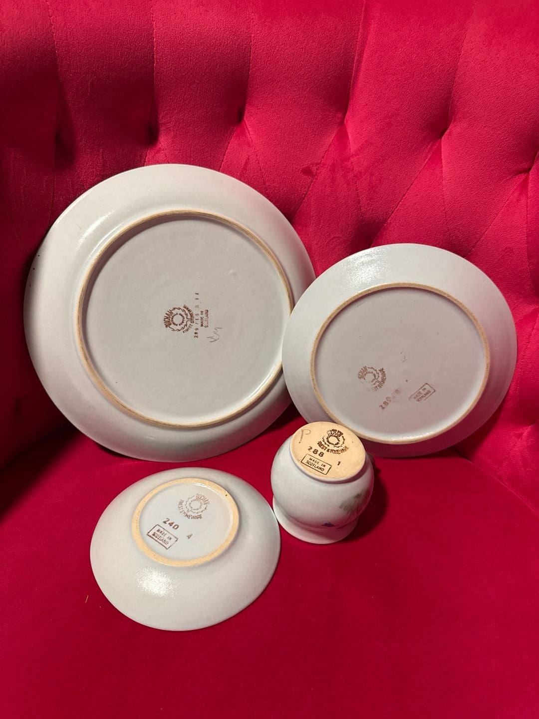 Vintage Buchan Portobello Scotland Thistleware Stoneware 4-Piece Snack Set 3
