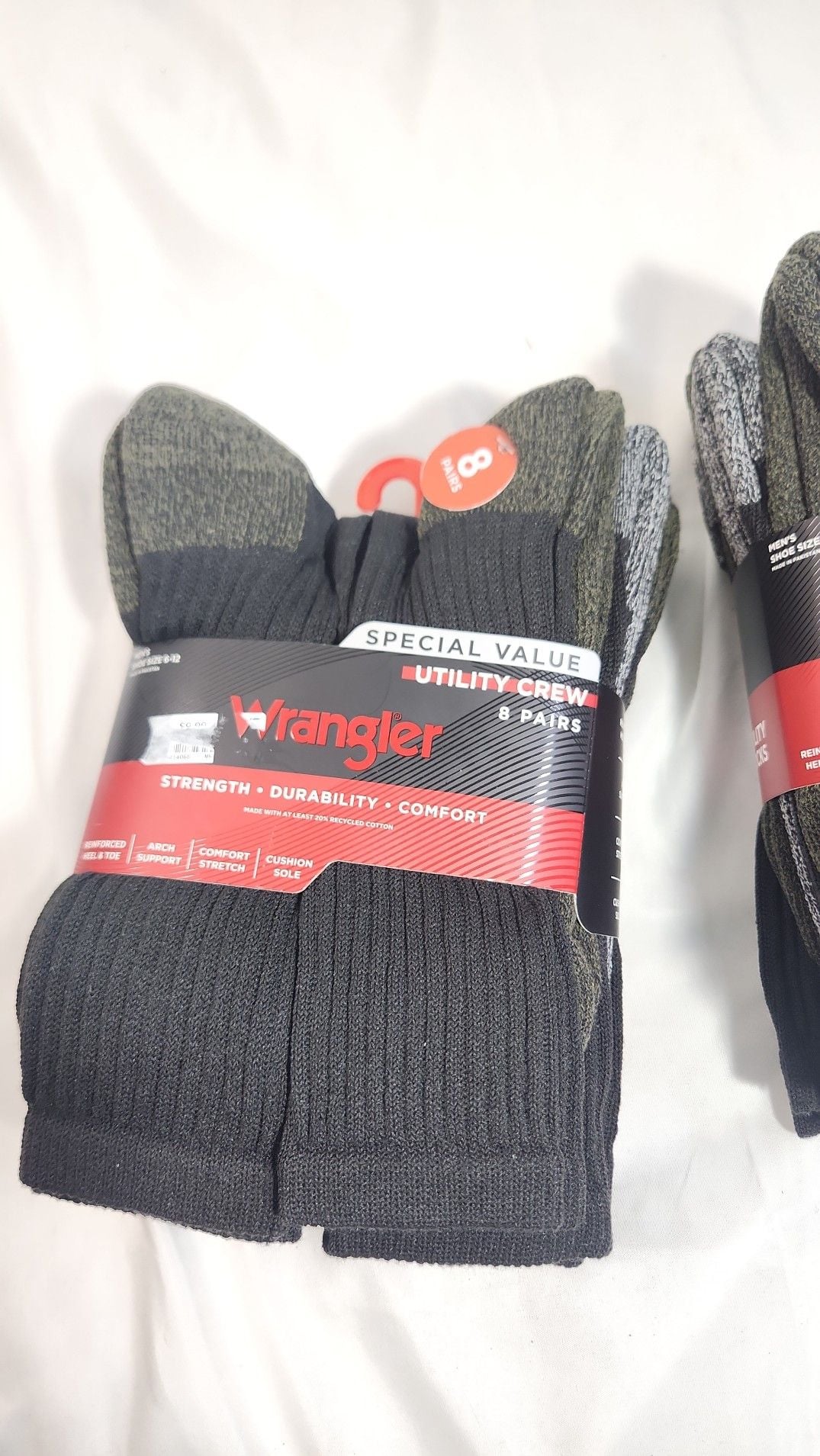 Wrangler Men's Utility Crew Socks, 8 Pairs, Shoe Size 6-12 1