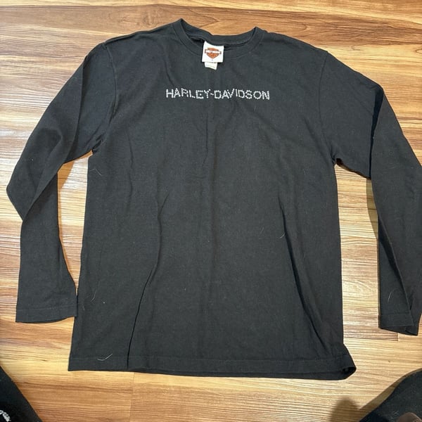Harley-Davidson Rhinestone Logo Long Sleeve Shirt Concord NC Pat Rogers Speedway