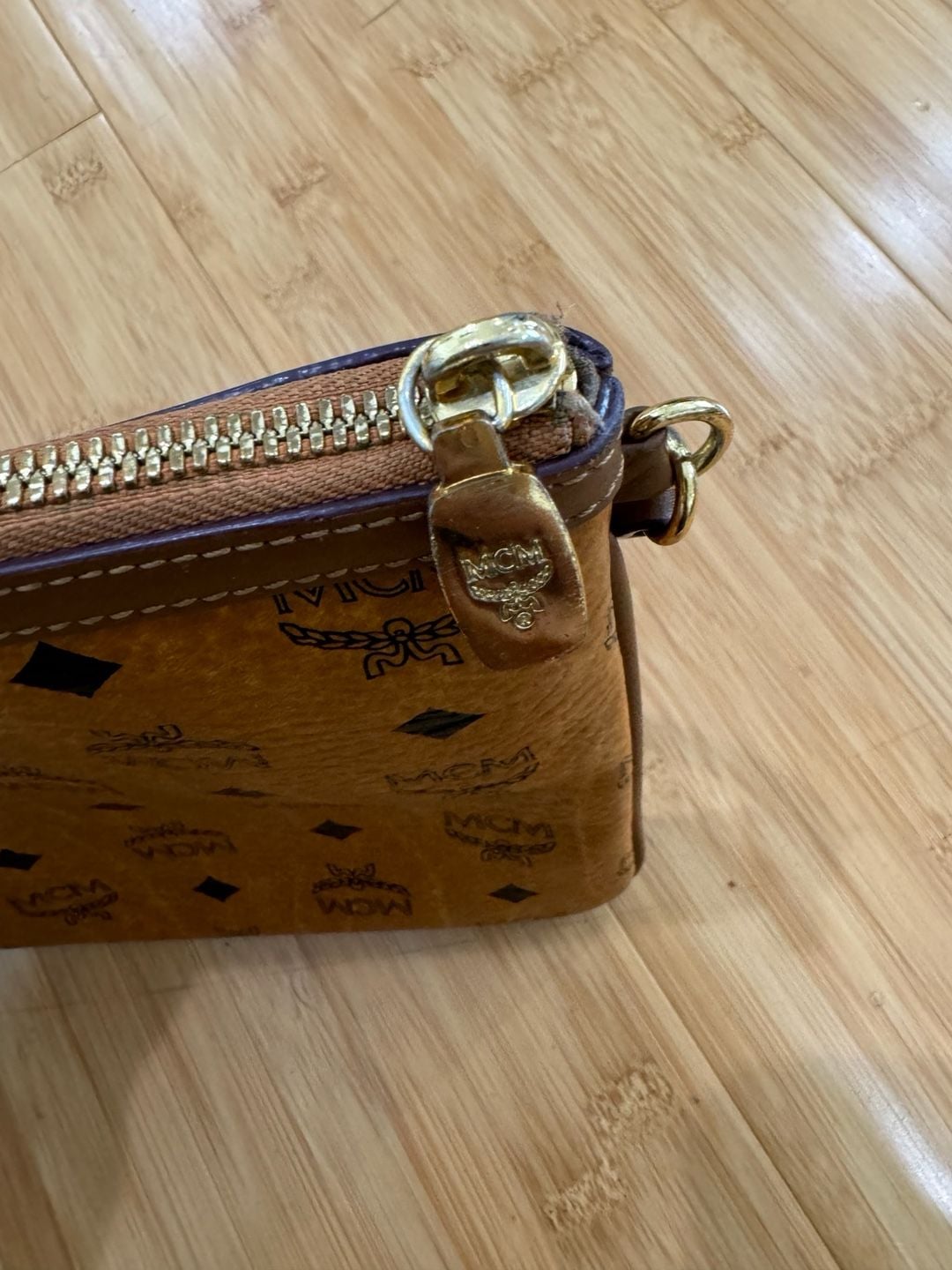 MCM Visetos Monogram Cognac Coated Canvas Pochette Shoulder Bag Pouch 5