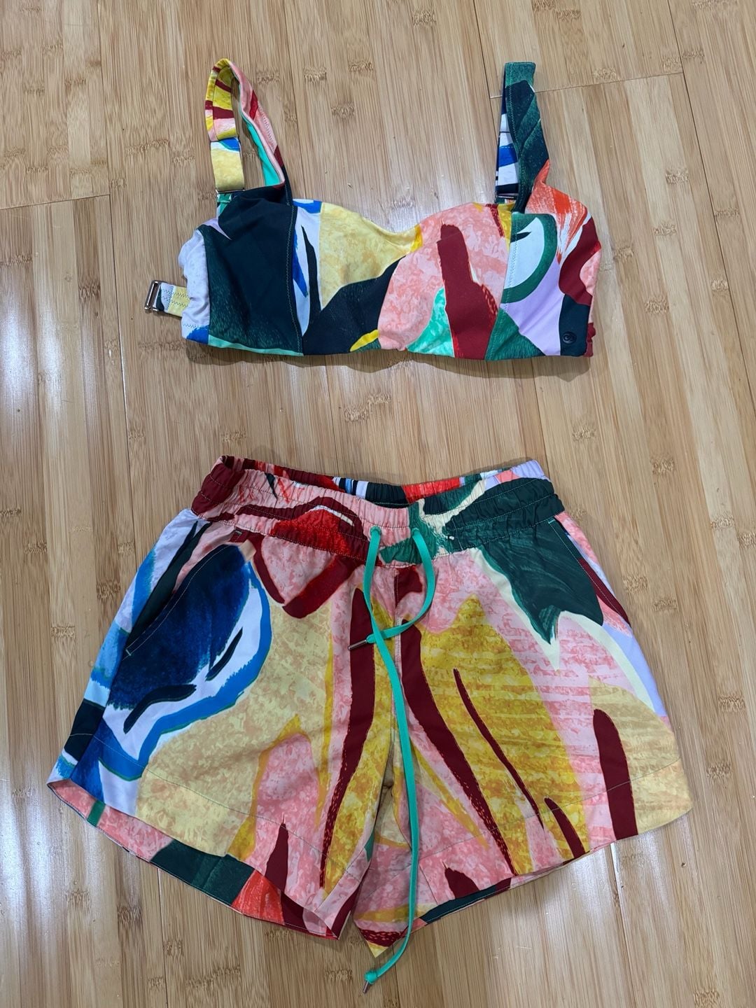 CALIA Women's Painterly Floral Two-Piece Set Bikini Top and Board Shorts 1