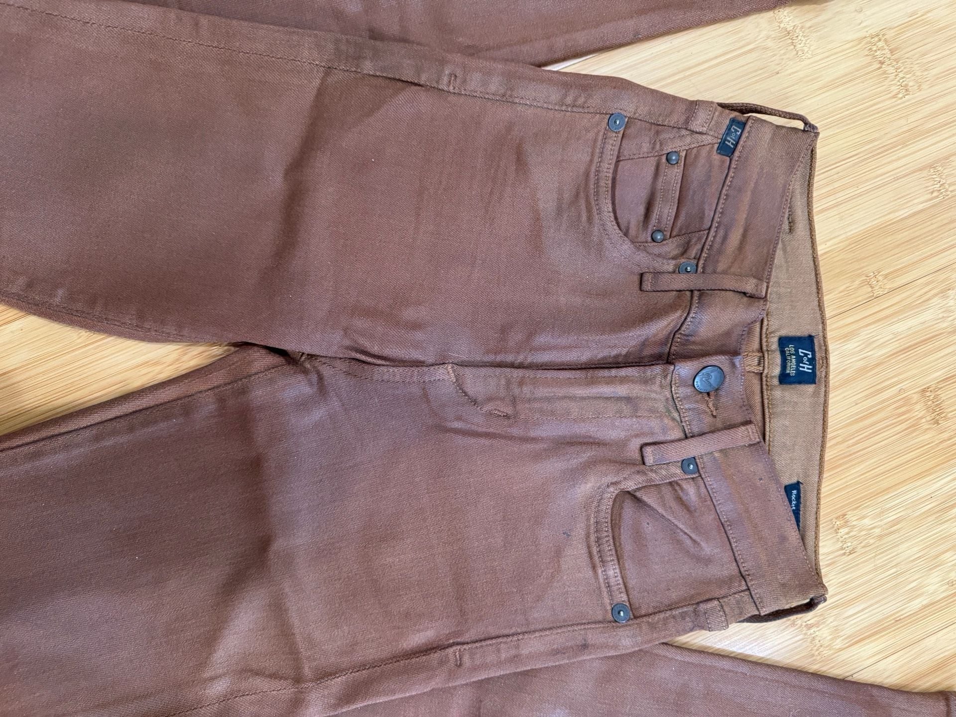Citizens of Humanity High Rise Skinny Coated Jeans, Brown - Size 24 1
