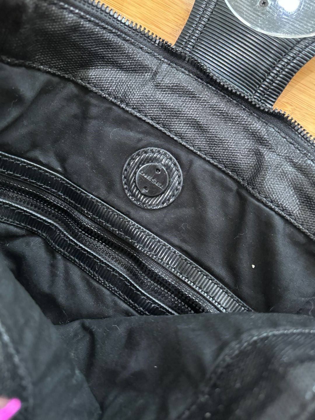 Diesel Vintage Y2K Black Coated Canvas Turn-Lock Tote Bag 6