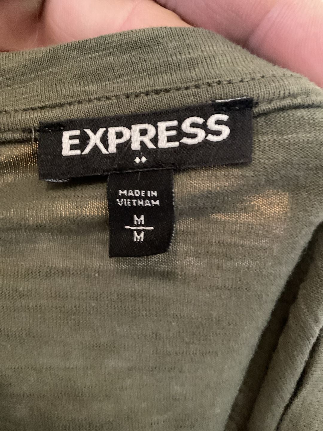 Express Colorblock Mixed Media Tee with Chiffon Hem in Olive and Black 4