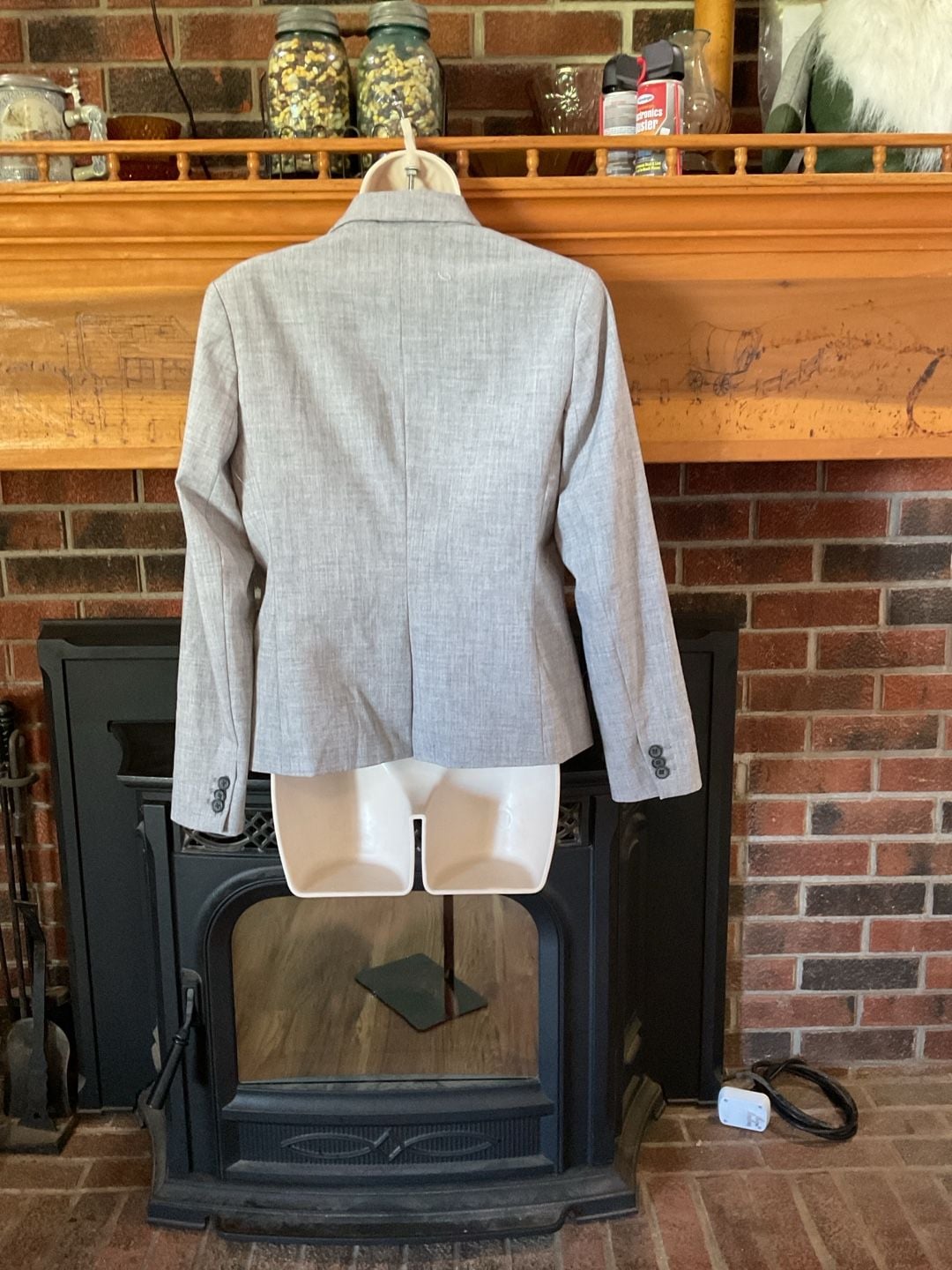 Banana Republic Women's Grey One-Button Petite Blazer Size 8P 3