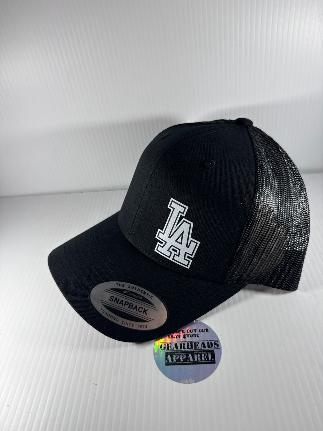 Yupoong Classics Custom LA Dodgers Style Trucker Snapback Hat Black 3