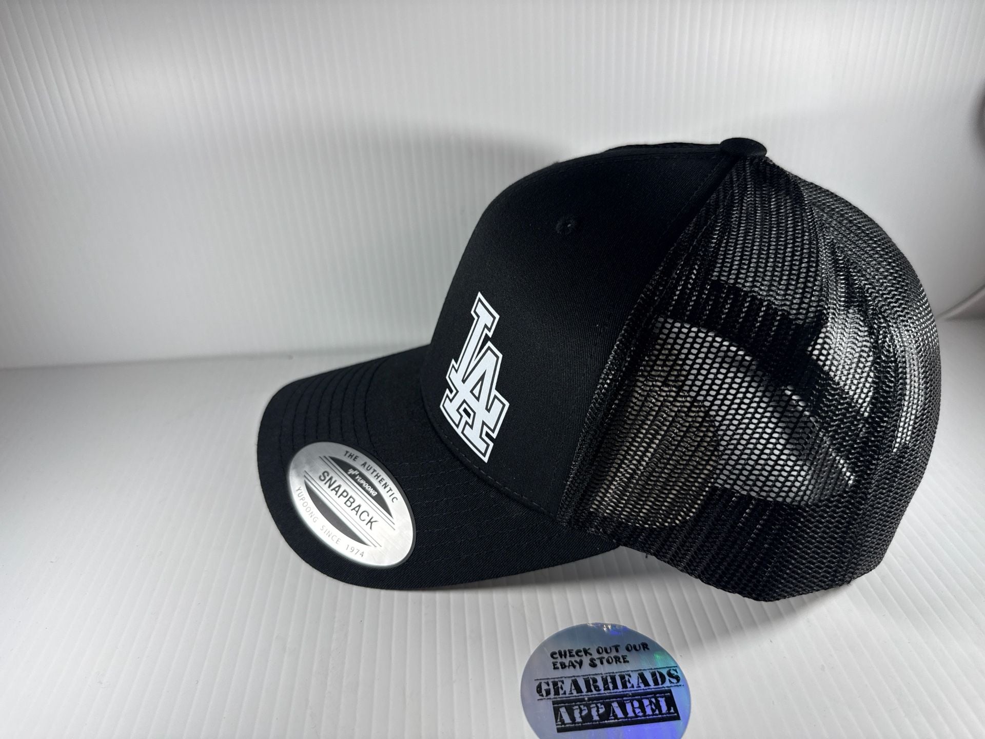 Yupoong Classics Custom LA Dodgers Style Trucker Snapback Hat Black 4