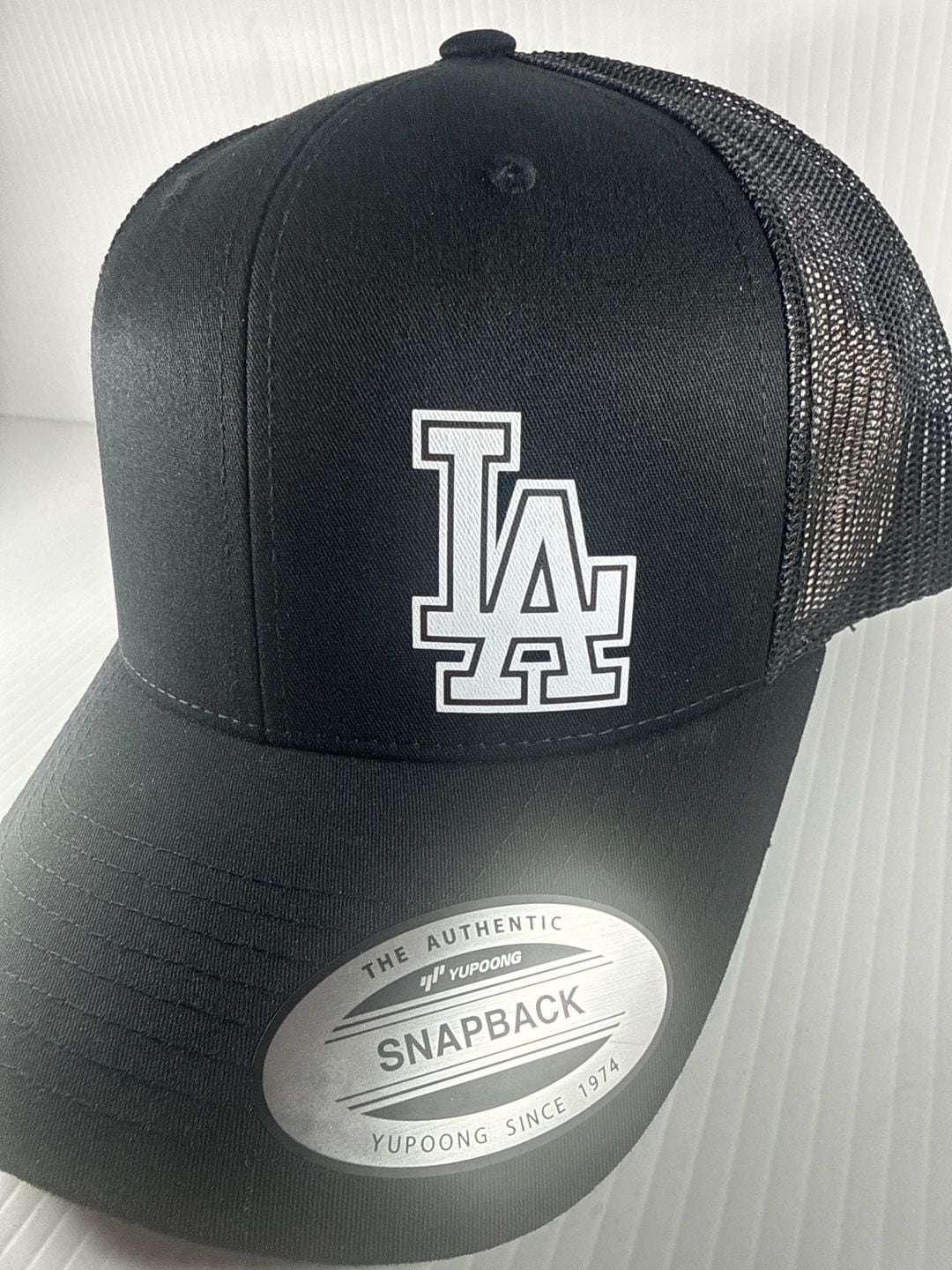 Yupoong Classics Custom LA Dodgers Style Trucker Snapback Hat Black 7