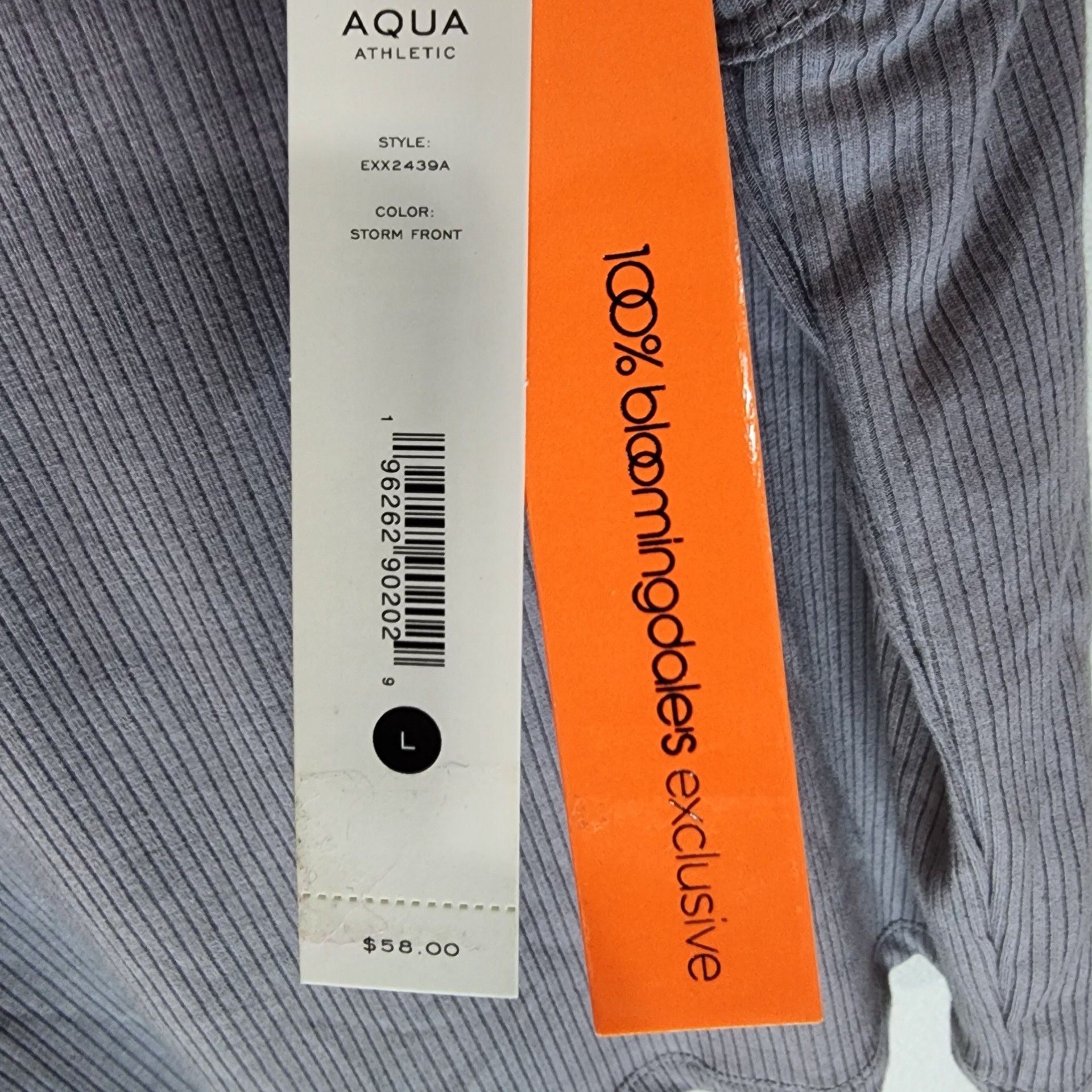 AQUA Athletic Ribbed Shelf Bra Tank Top Storm Front Grey Size L 5