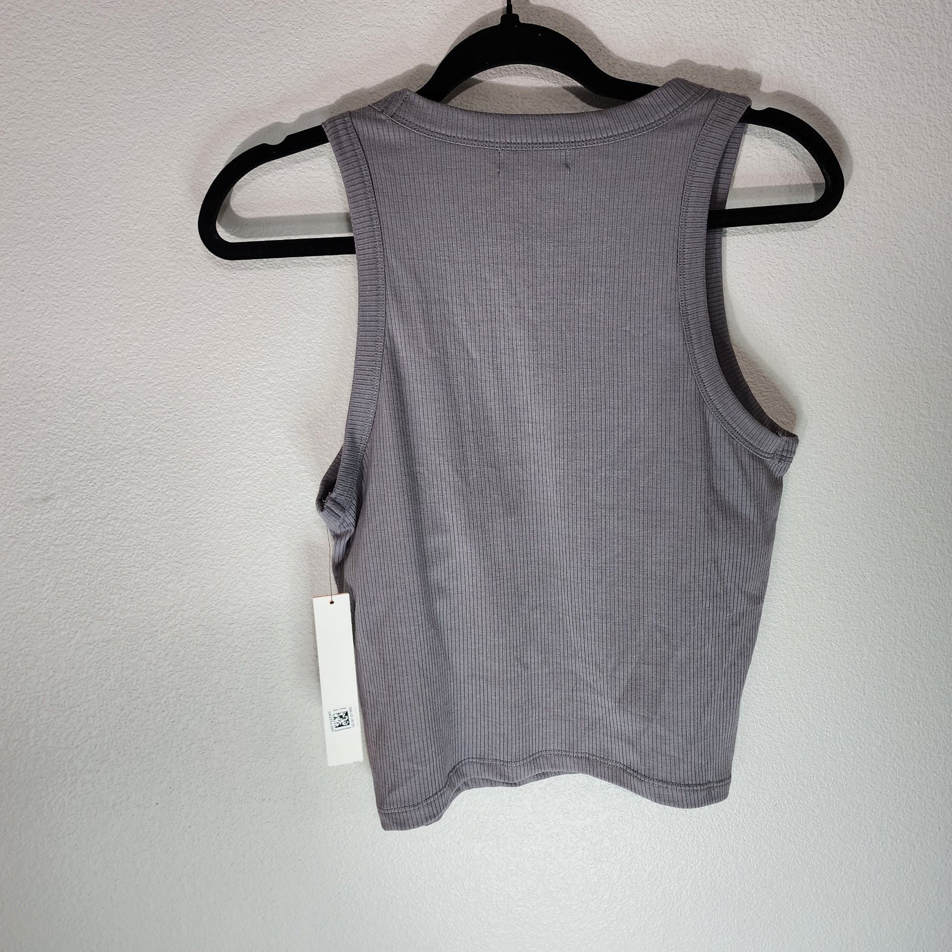 AQUA Athletic Ribbed Shelf Bra Tank Top Storm Front Grey Size L 7