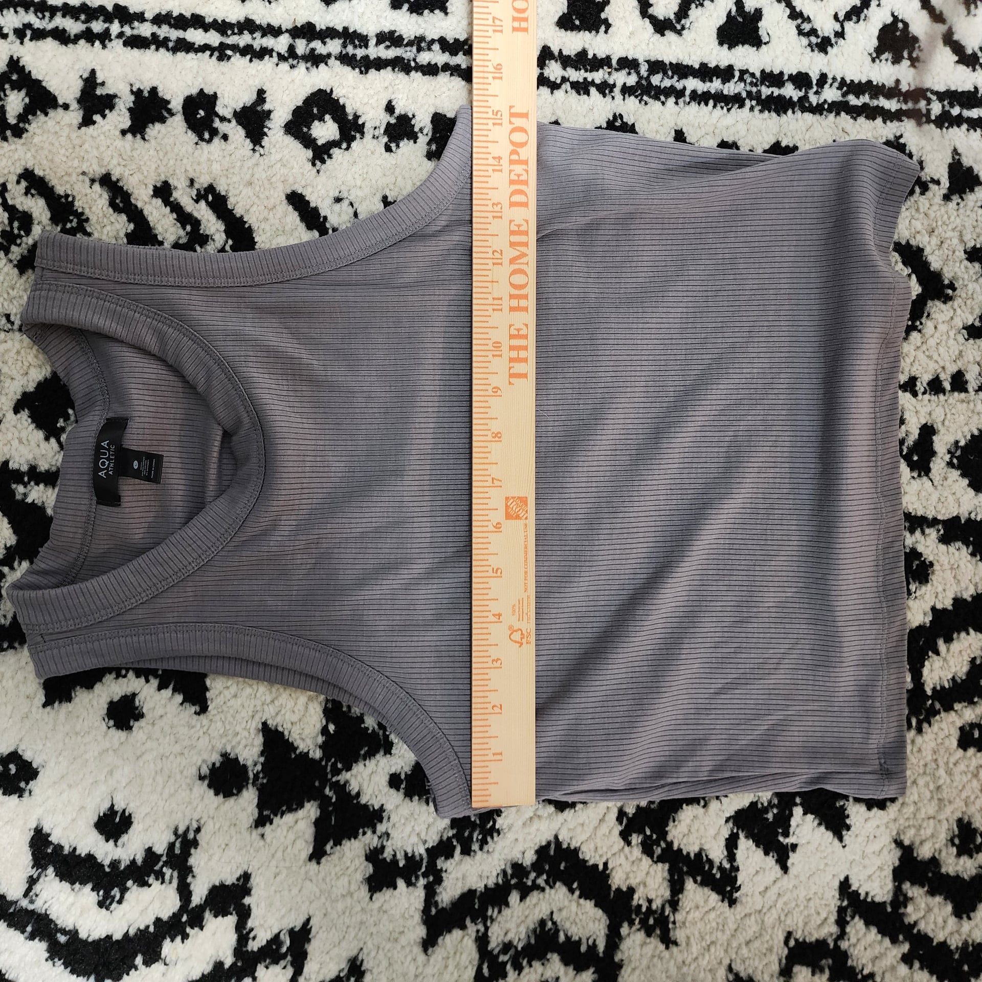 AQUA Athletic Ribbed Shelf Bra Tank Top Storm Front Grey Size L 9