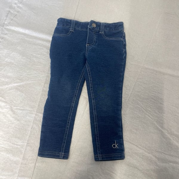 Calvin Klein Jeans Girls 3T Blue Denim Jeggings with Embroidered Logo