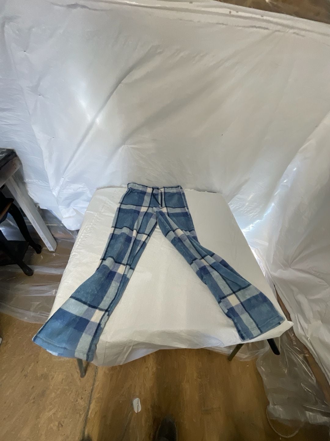 Secret Treasures Women's S (4-6) Blue Aqua Jasper Plaid Plush Pajama Sleep Pants 2