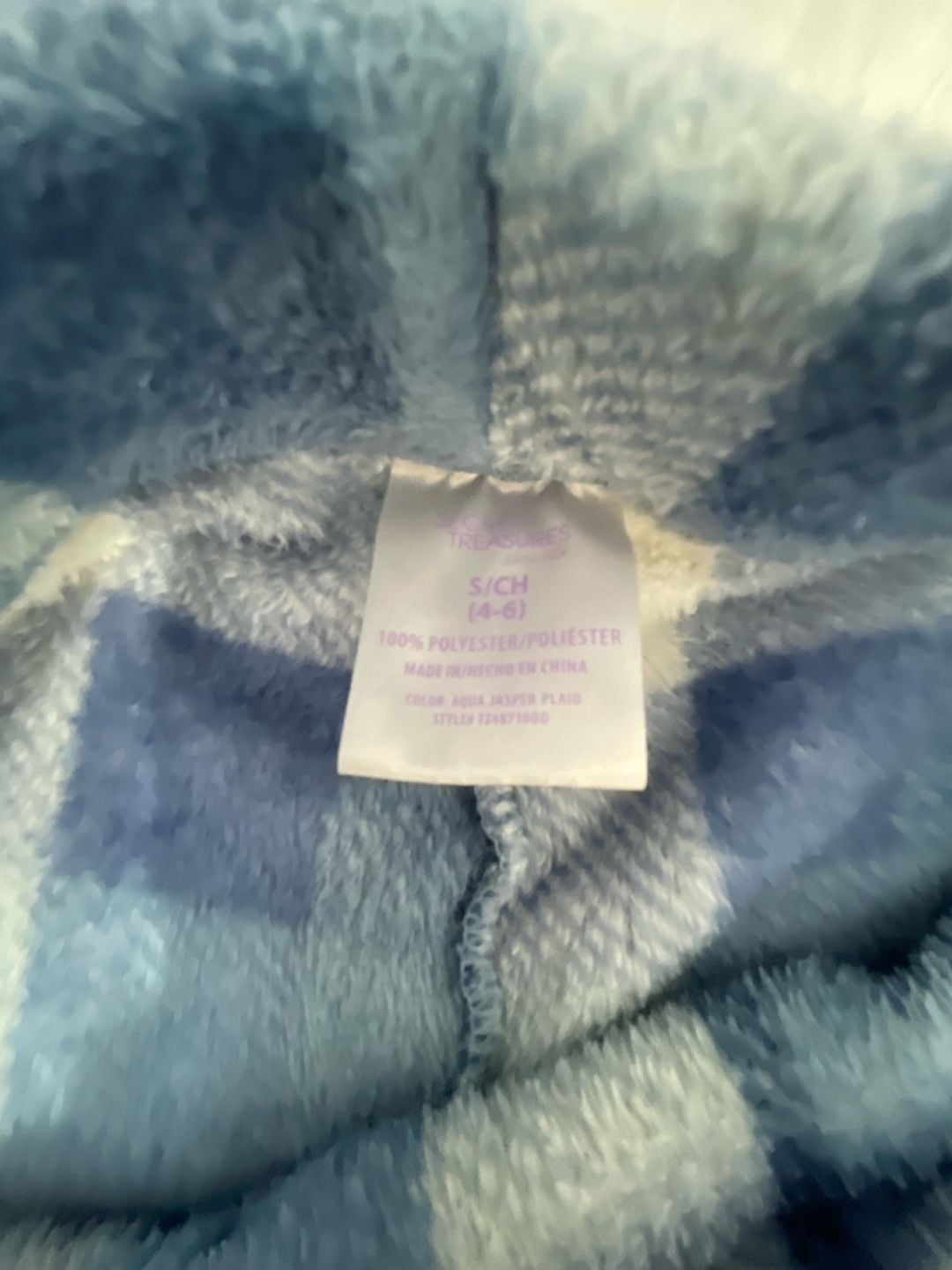 Secret Treasures Women's S (4-6) Blue Aqua Jasper Plaid Plush Pajama Sleep Pants 4