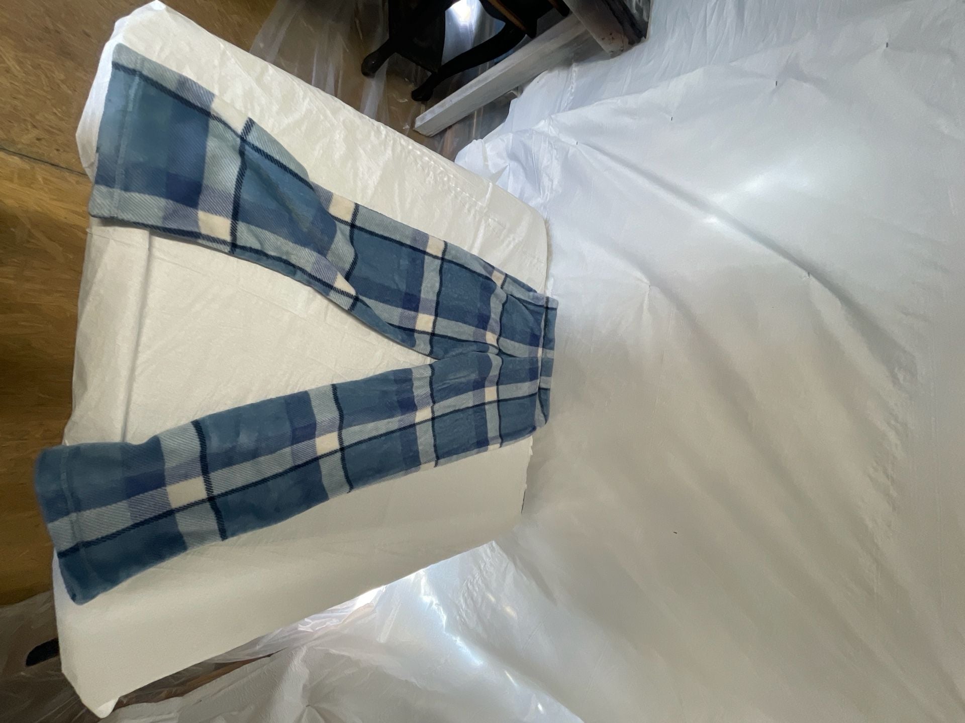 Secret Treasures Women's S (4-6) Blue Aqua Jasper Plaid Plush Pajama Sleep Pants 6