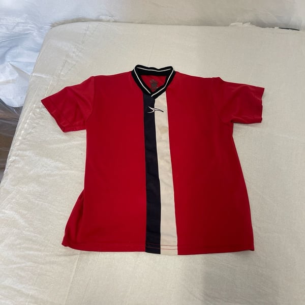 Score Youth Red Black and White Striped Soccer Jersey Size YM