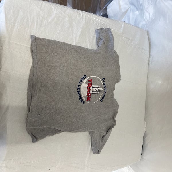 Vintage Crestwood Challengers Track Space Shuttle Graphic T-Shirt Grey