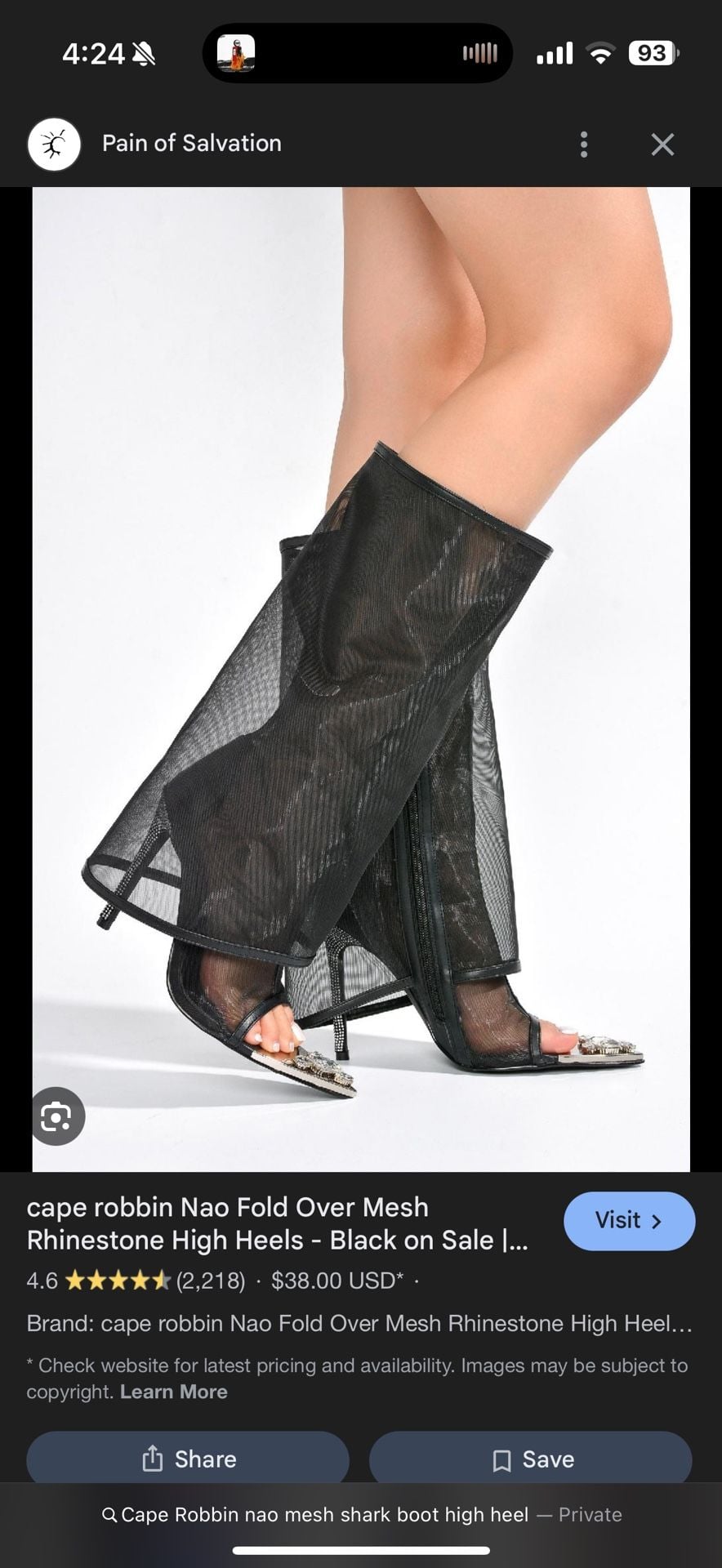 Cape Robbin Nao Black Fold Over Mesh Rhinestone High Heel Shark Boots 3