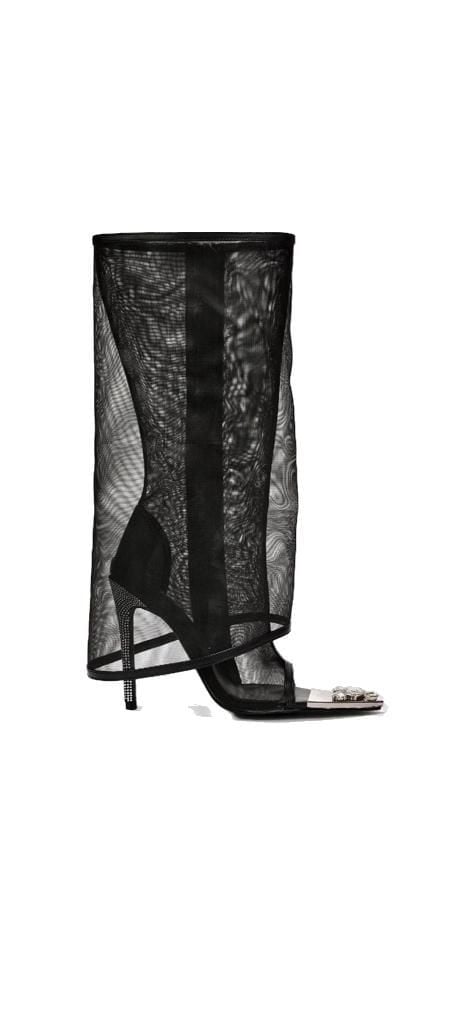 Cape Robbin Nao Black Fold Over Mesh Rhinestone High Heel Shark Boots 4