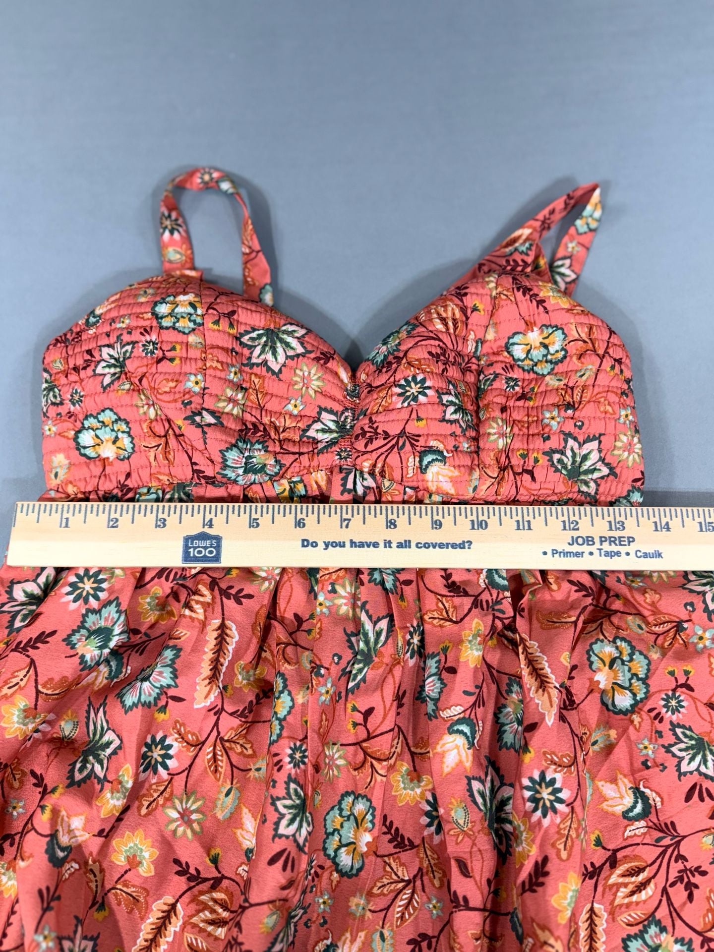 Band of the Free Dusty Coral Sage Floral Smocked Tiered Dress Sz S Boho Festival 8