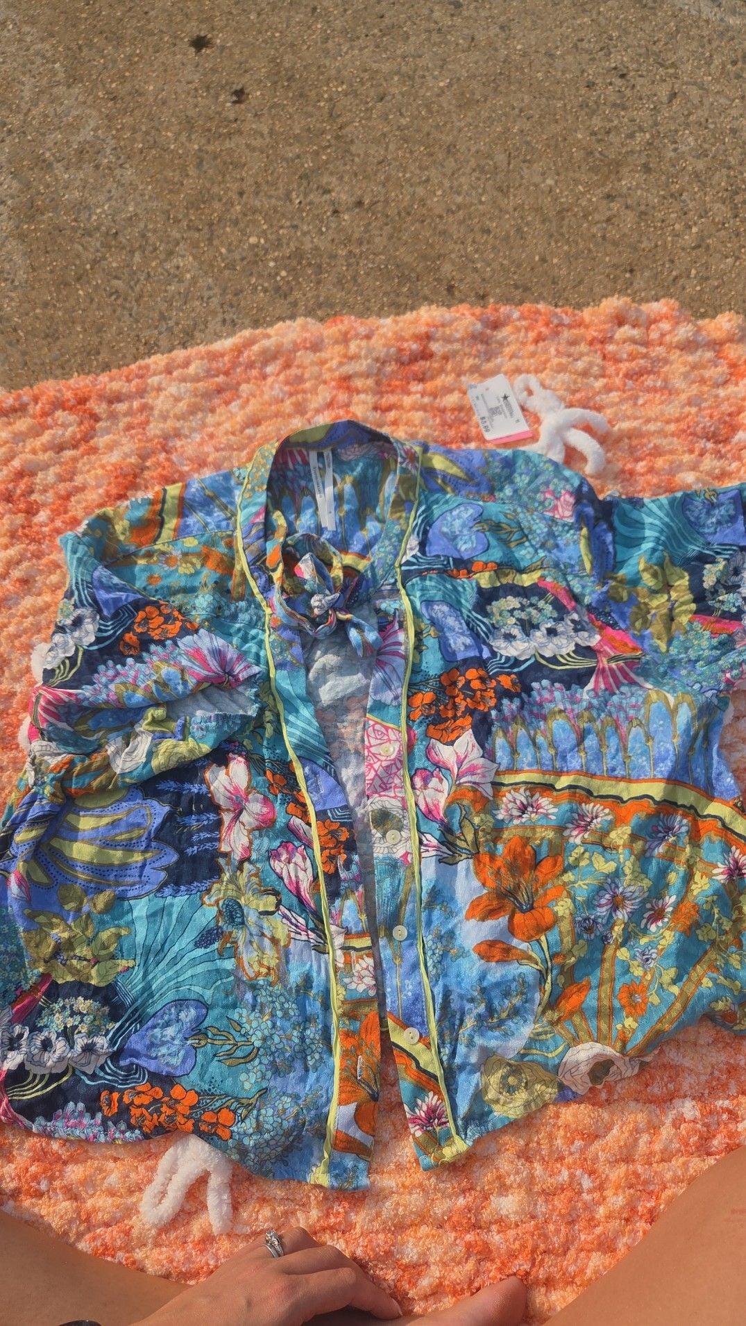 Anthropologie Floral Tie-Neck Button Down Viscose Shirt size small 2