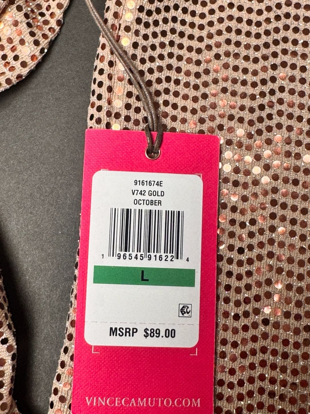 Vince Camuto Women's Sequin Bell Sleeve Top Pink Size Large 4