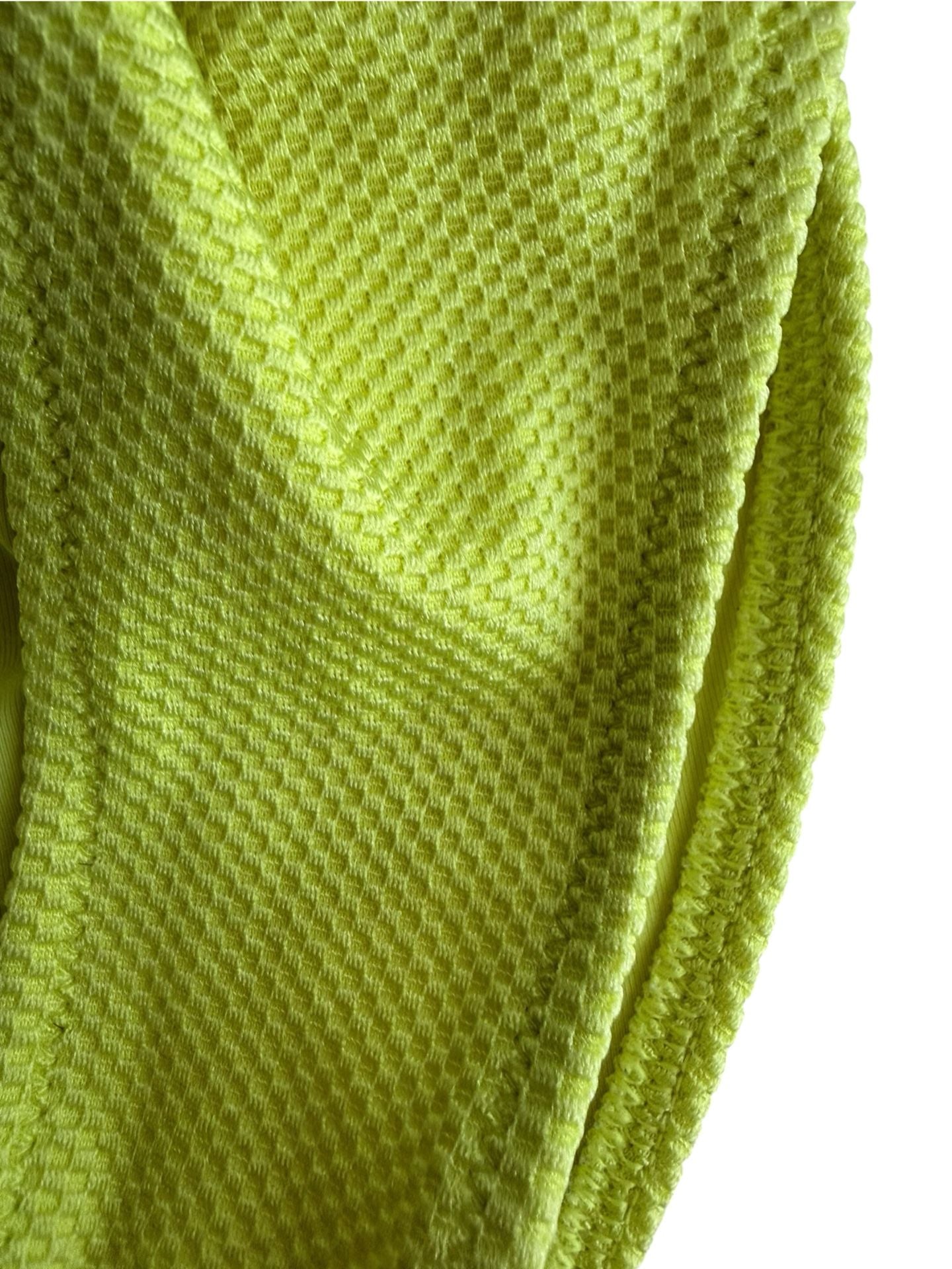Aerie Shine Pique Scrunchie Tie Triangle Bikini Top and Cheekiest Bottom Set in Lemon Lime 5