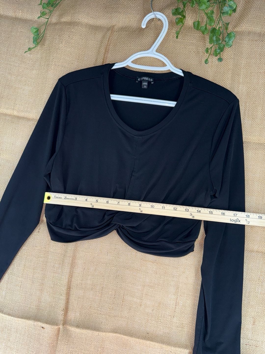 Express Women's Black Twist Front Long Sleeve Cropped Top 5