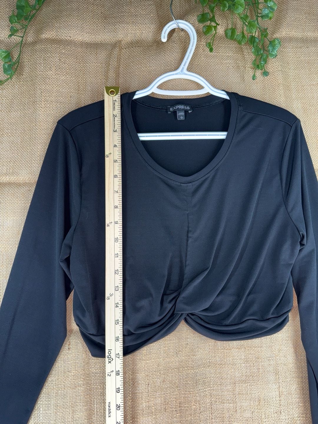 Express Women's Black Twist Front Long Sleeve Cropped Top 6