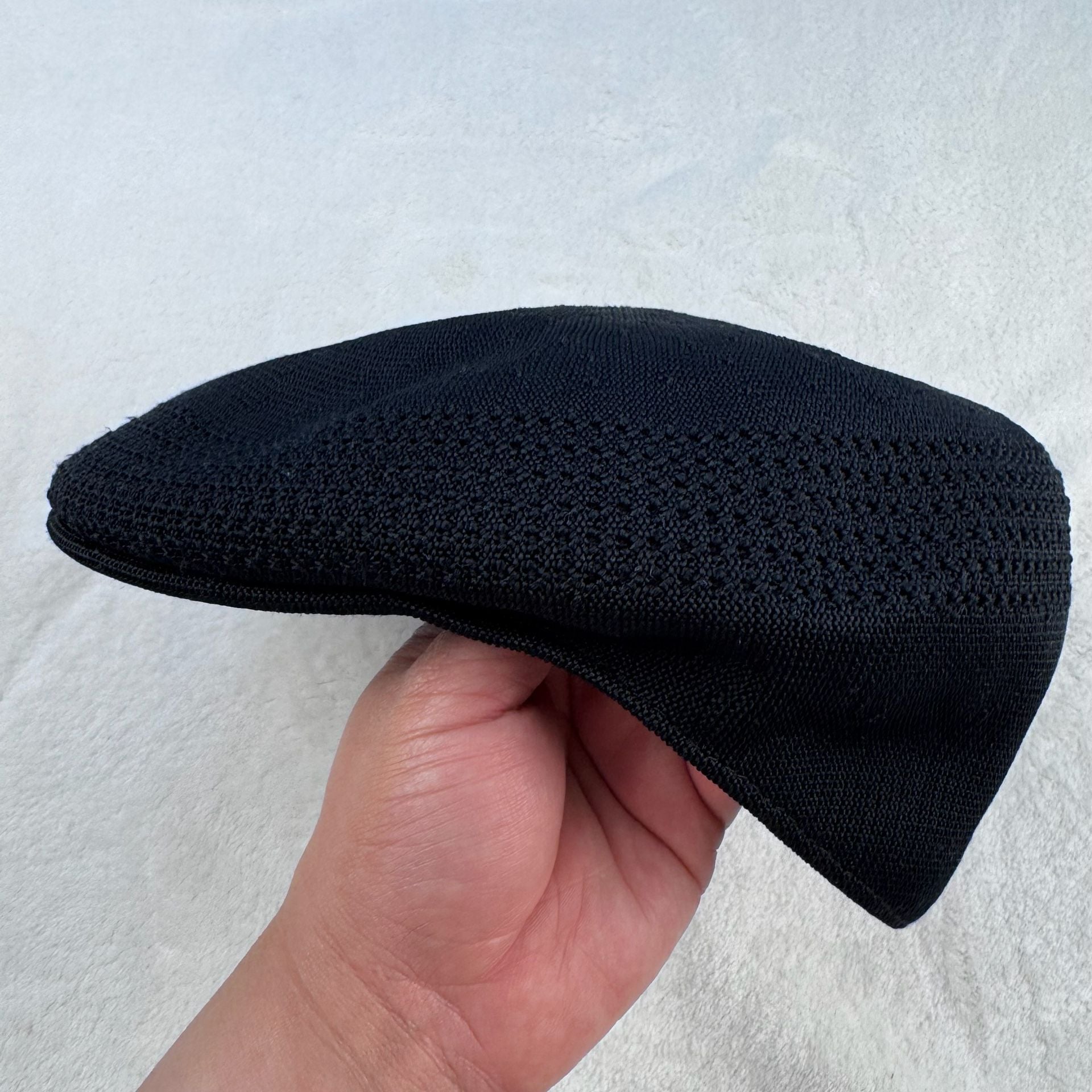 Kangol Tropic 504 Ventair Mesh Flat Cap Black with beige Logo 5