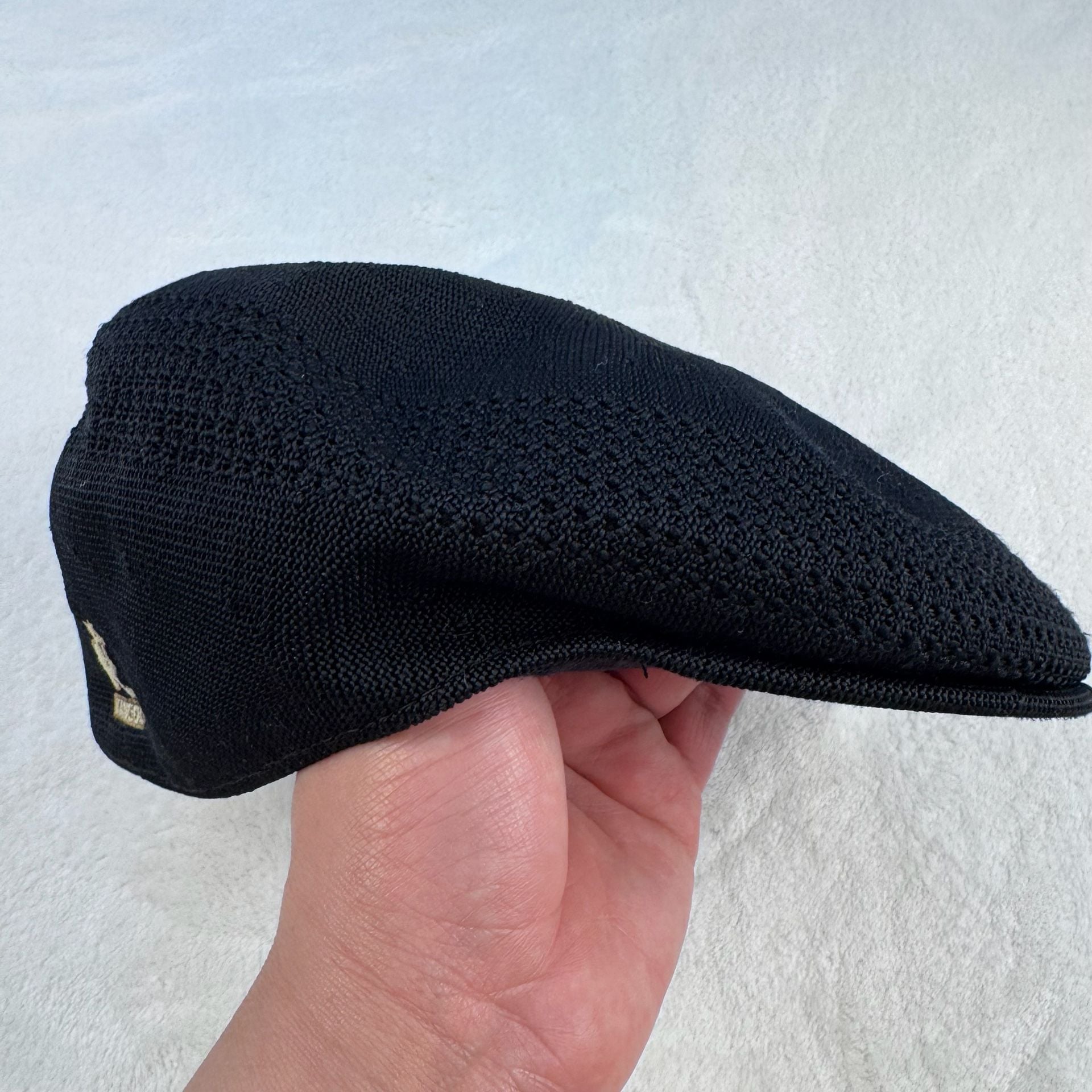 Kangol Tropic 504 Ventair Mesh Flat Cap Black with beige Logo 6