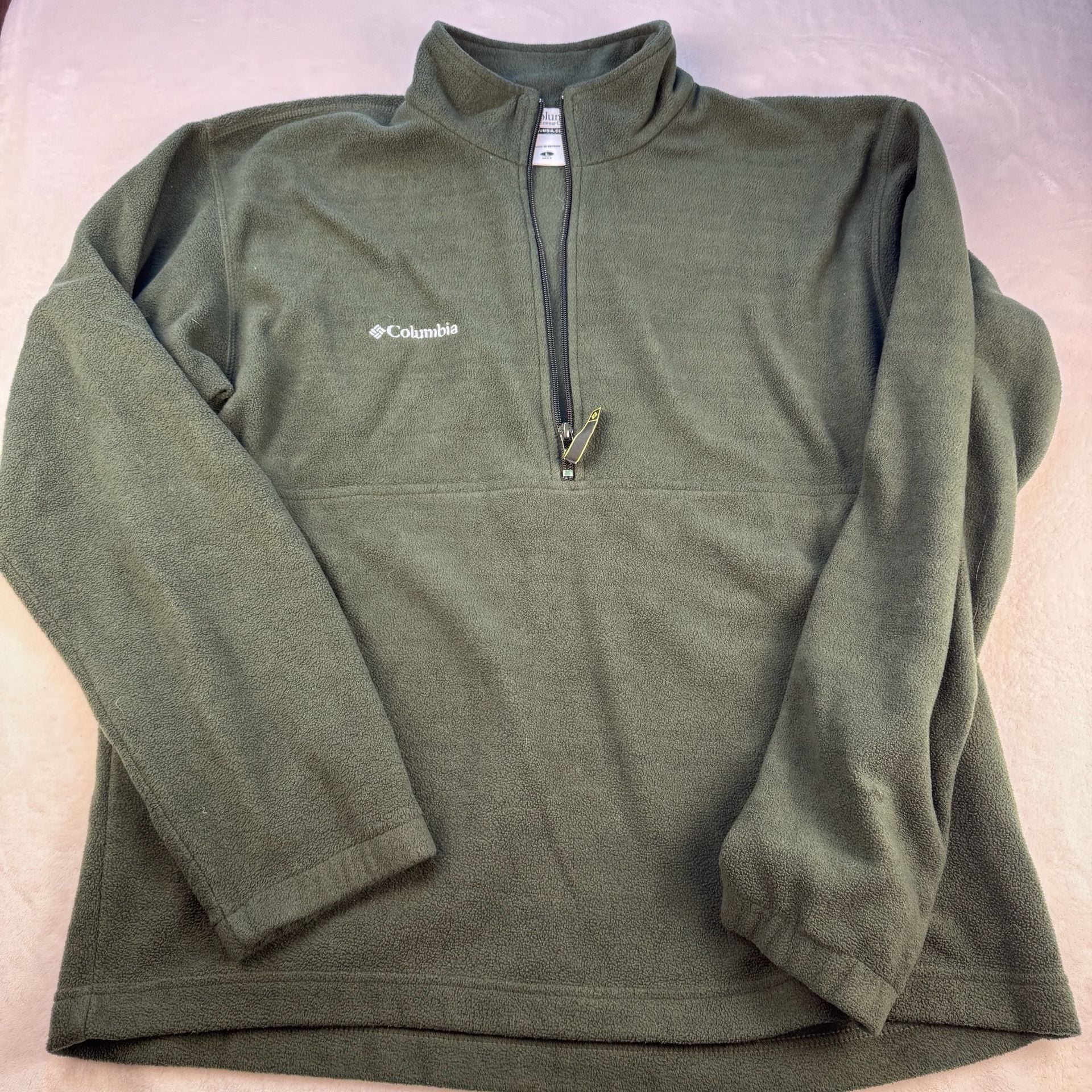 Columbia Men's Large Forest Green Quarter Zip Fleece Pullover Sweater 2