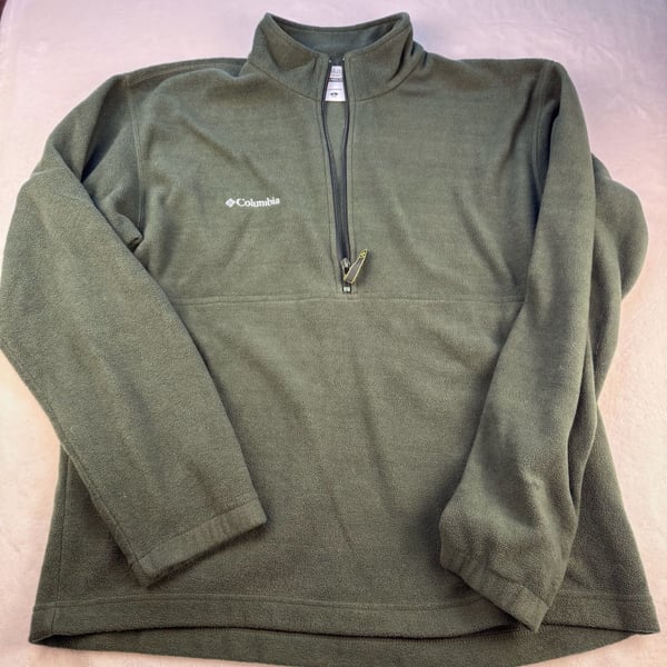 Columbia Men's Large Forest Green Quarter Zip Fleece Pullover Sweater