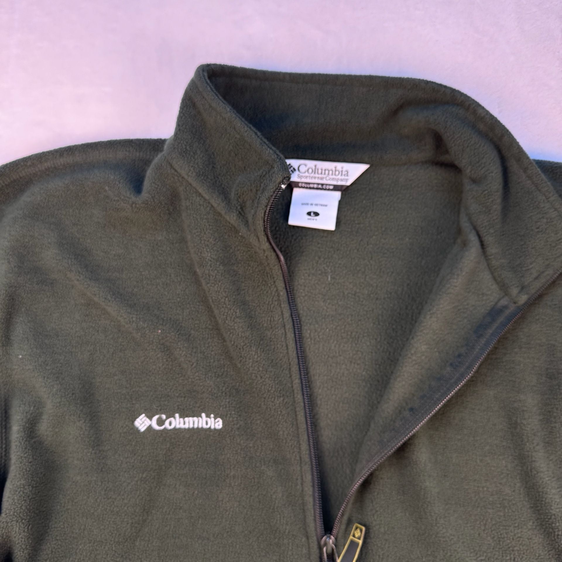 Columbia Men's Large Forest Green Quarter Zip Fleece Pullover Sweater 3
