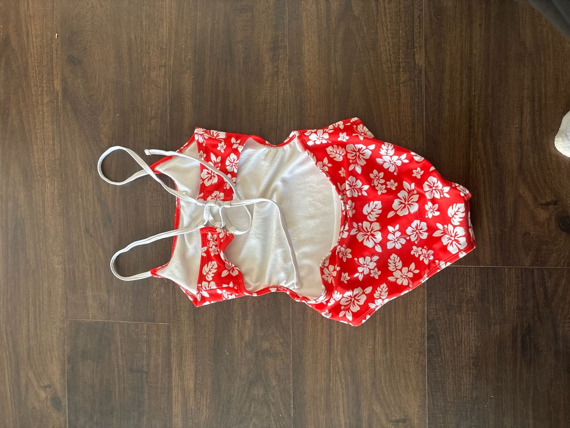 Art Class Girls' Red Hibiscus Floral One-Piece Swimsuit Size L (10/12) 3