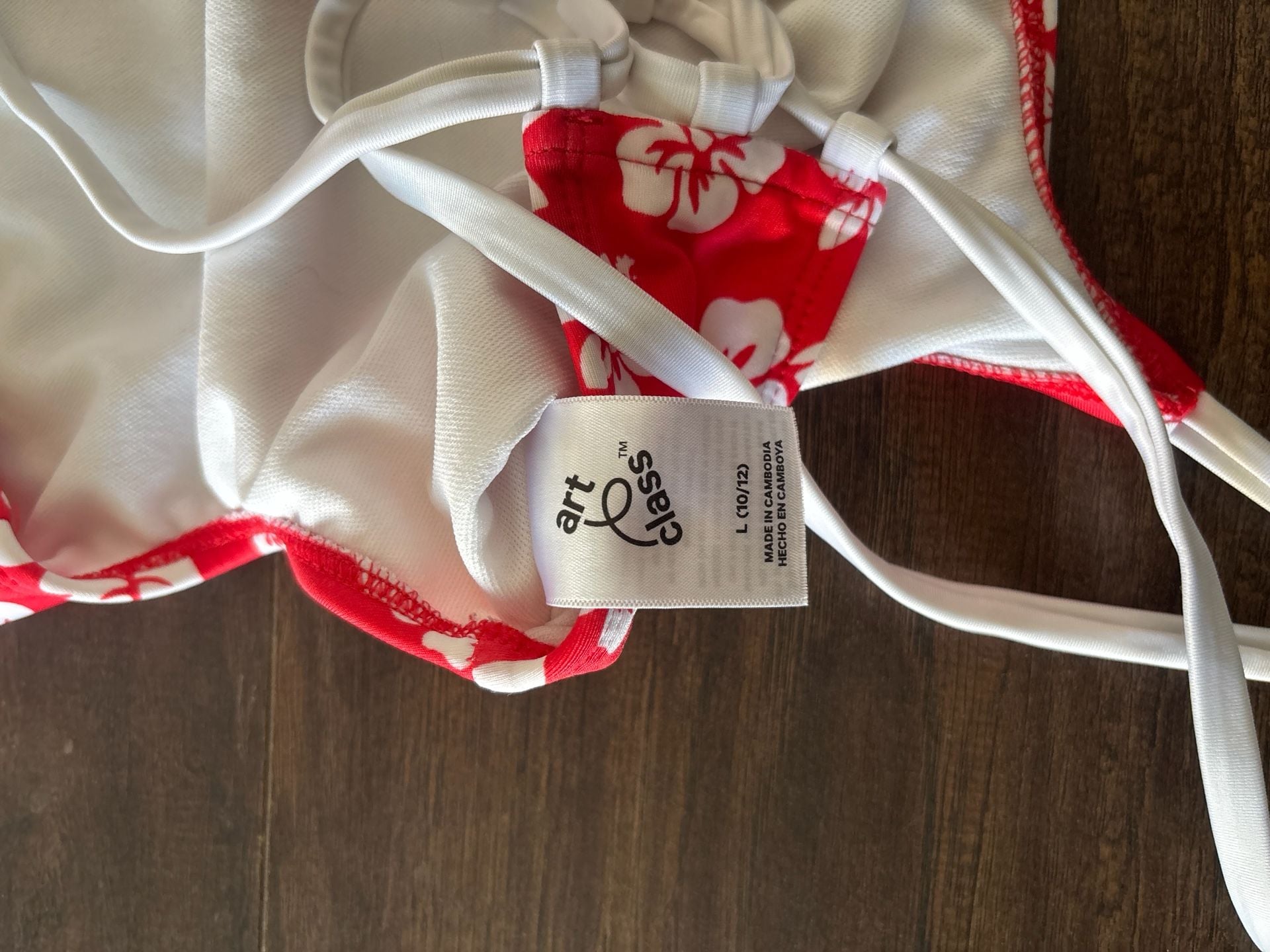 Art Class Girls' Red Hibiscus Floral One-Piece Swimsuit Size L (10/12) 4
