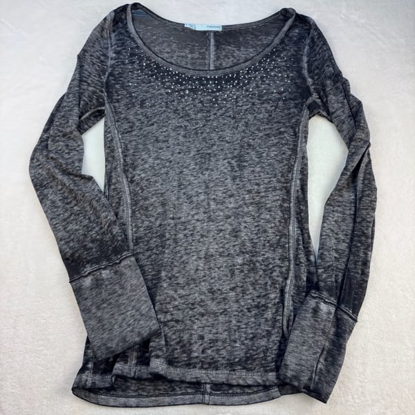Vintage Maurices Women's Gray Burnout Shirt Bling Long Sleeves Top Size S