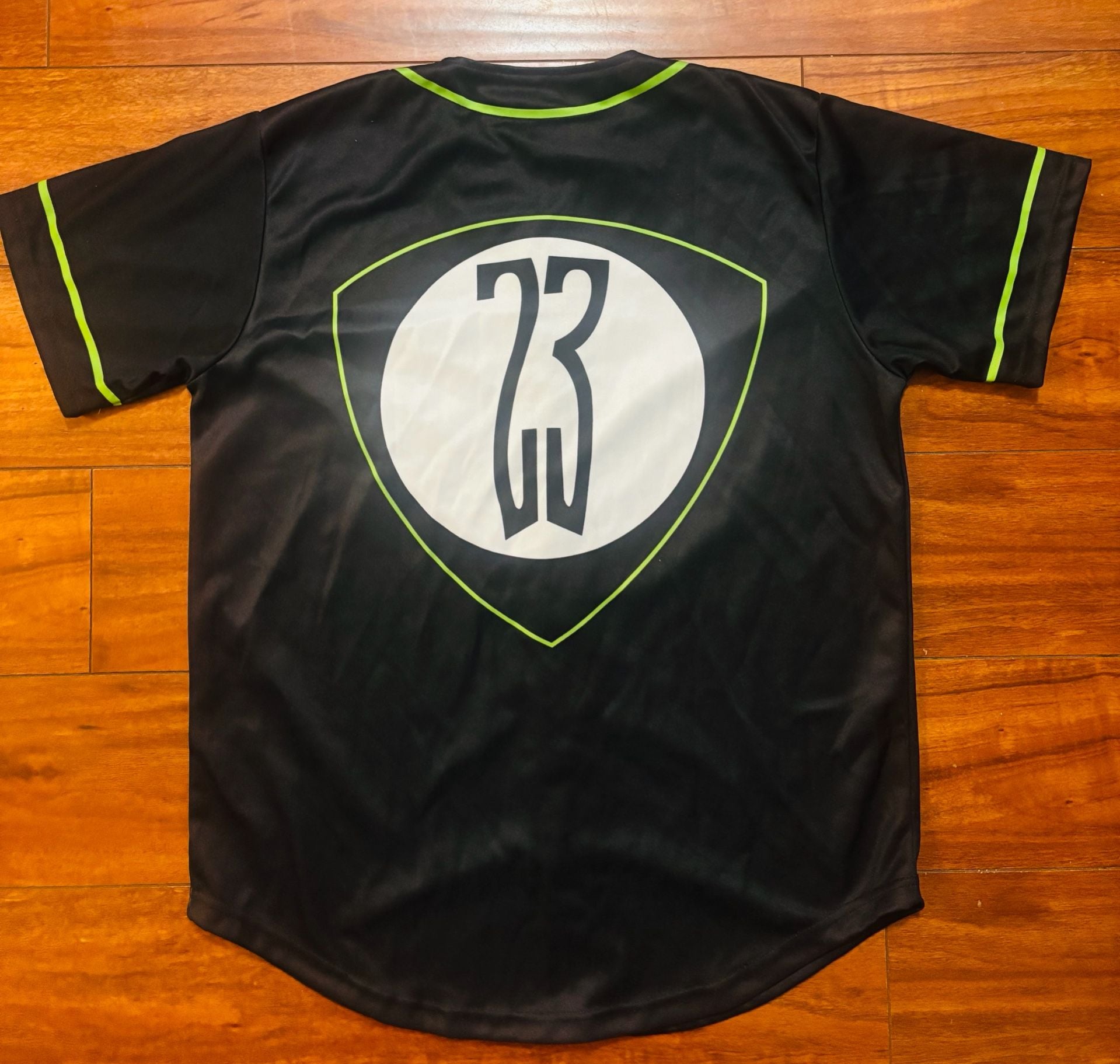 SneakGallery Chicago 23 Black Neon Green Baseball Jersey sz L 8