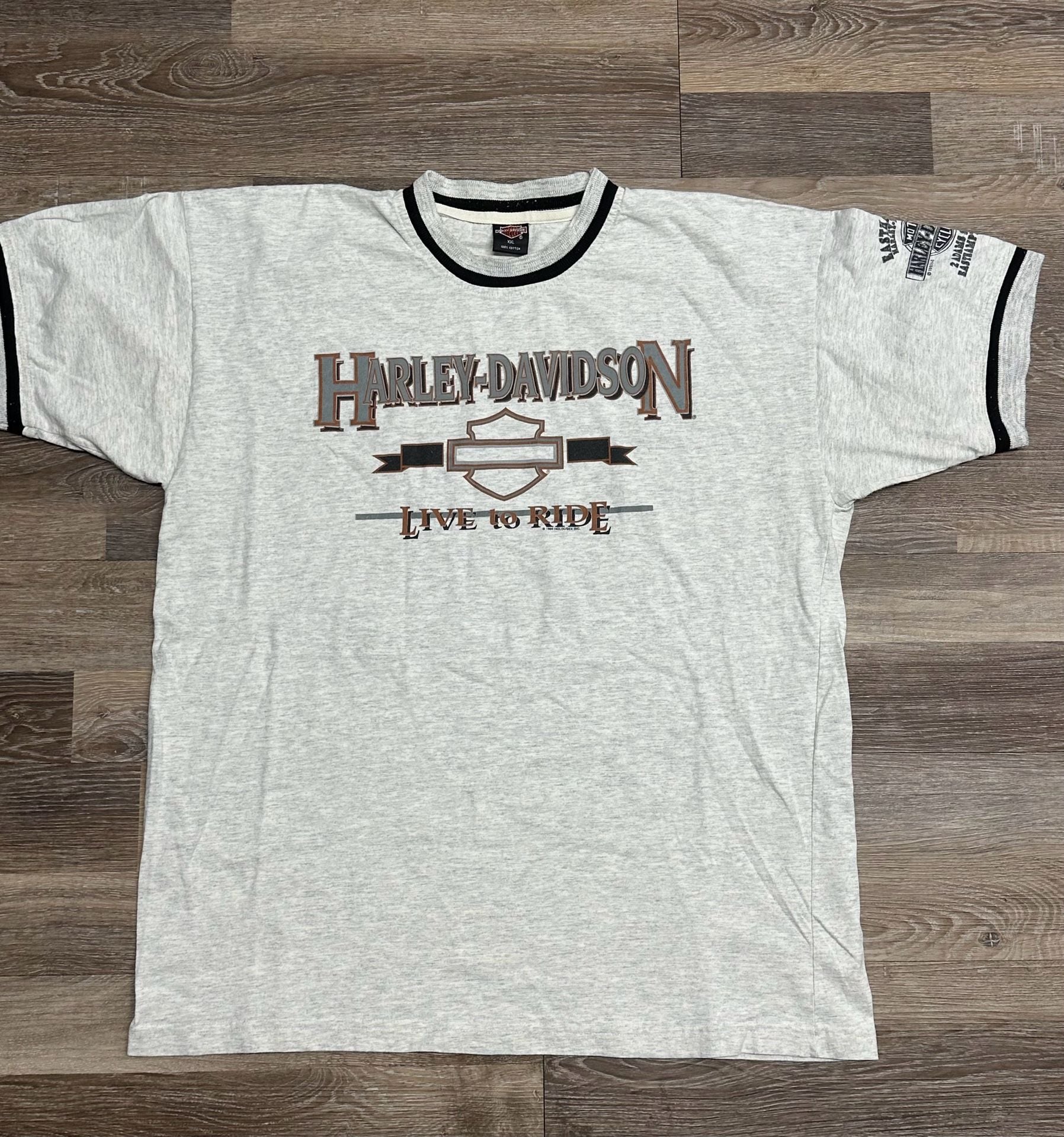 Vintage 1994 Harley-Davidson Live To Ride Easthampton H.O.G. Charity Event Ringer T-Shirt XXL 2