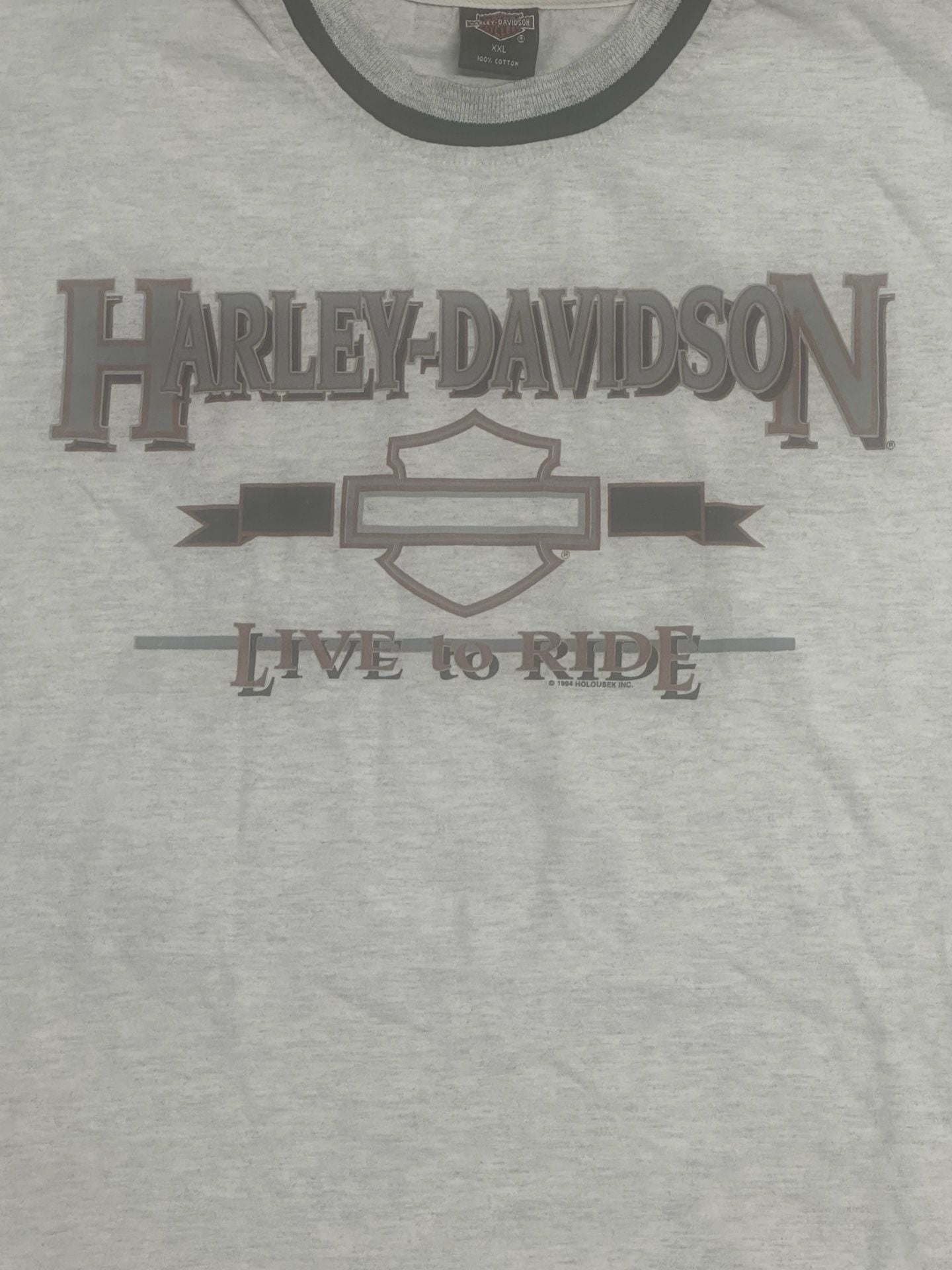 Vintage 1994 Harley-Davidson Live To Ride Easthampton H.O.G. Charity Event Ringer T-Shirt XXL 3