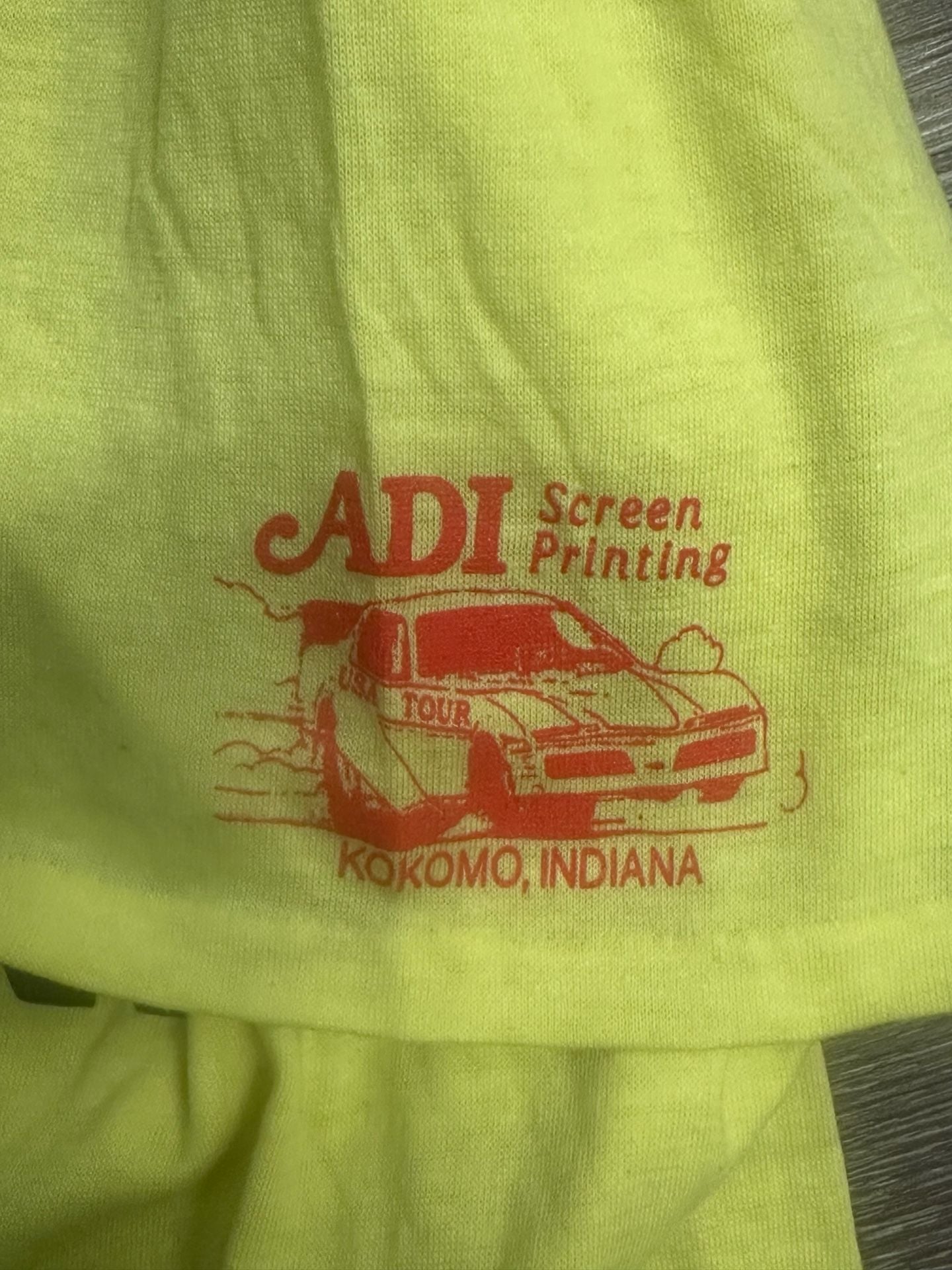 Vintage 1987 Coan Racing Transmissions Neon Yellow Drag Racing Graphic Tee Size XXL 5