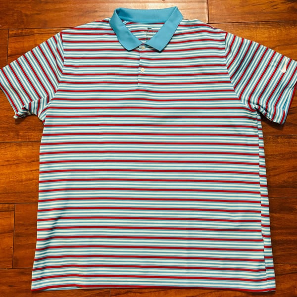 NWOT Nike Dri-FIT Dry Victory Stripe Golf Polo Shirt sz XL Blue/Red/White