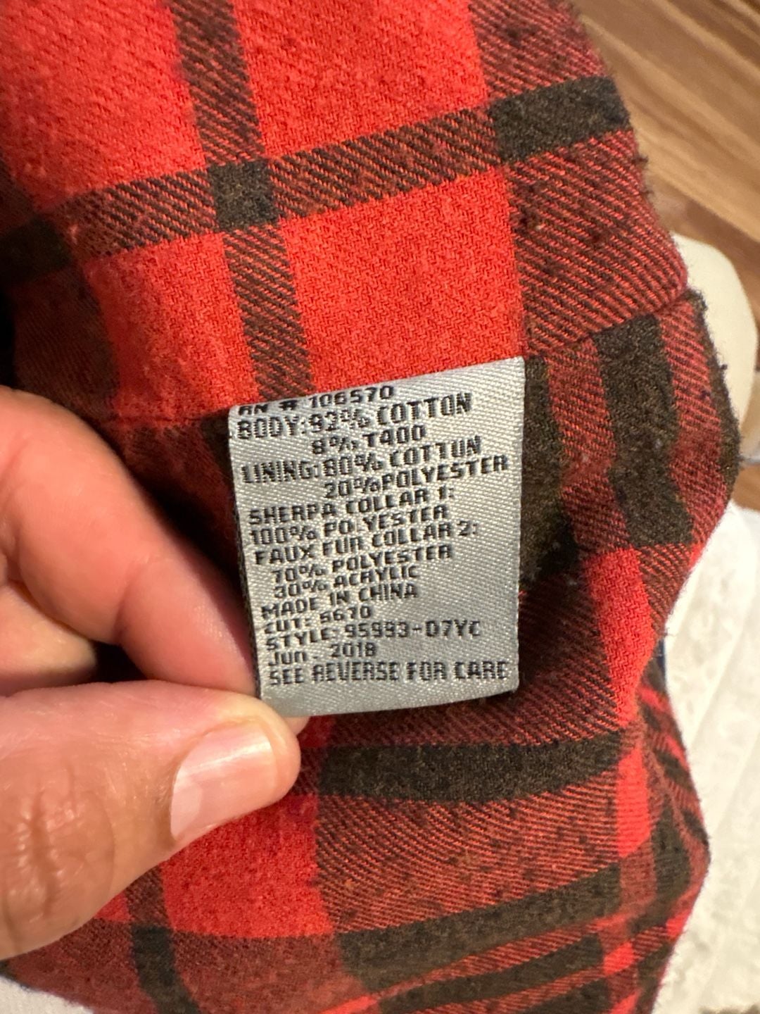 Tractr Distressed Denim Trucker Jacket with Sherpa Collar Plaid Lining medium 17