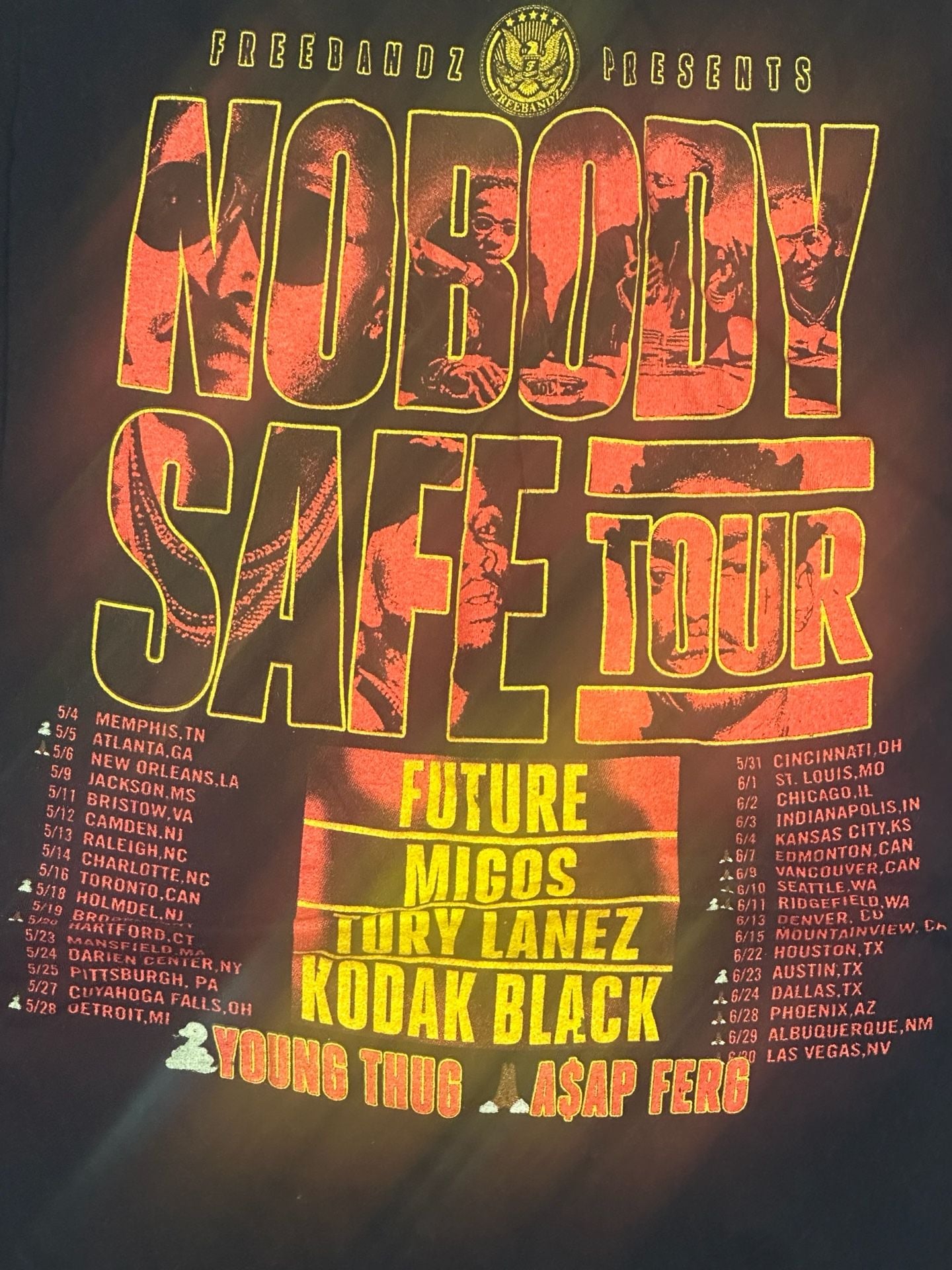 Future 2017 Nobody Safe Tour T-Shirt featuring Migos, Kodak Black, and Young Thug 6