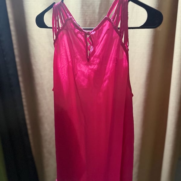 Torrid Hot Pink Sheer Chiffon Cage Strap High Neck Tank Top