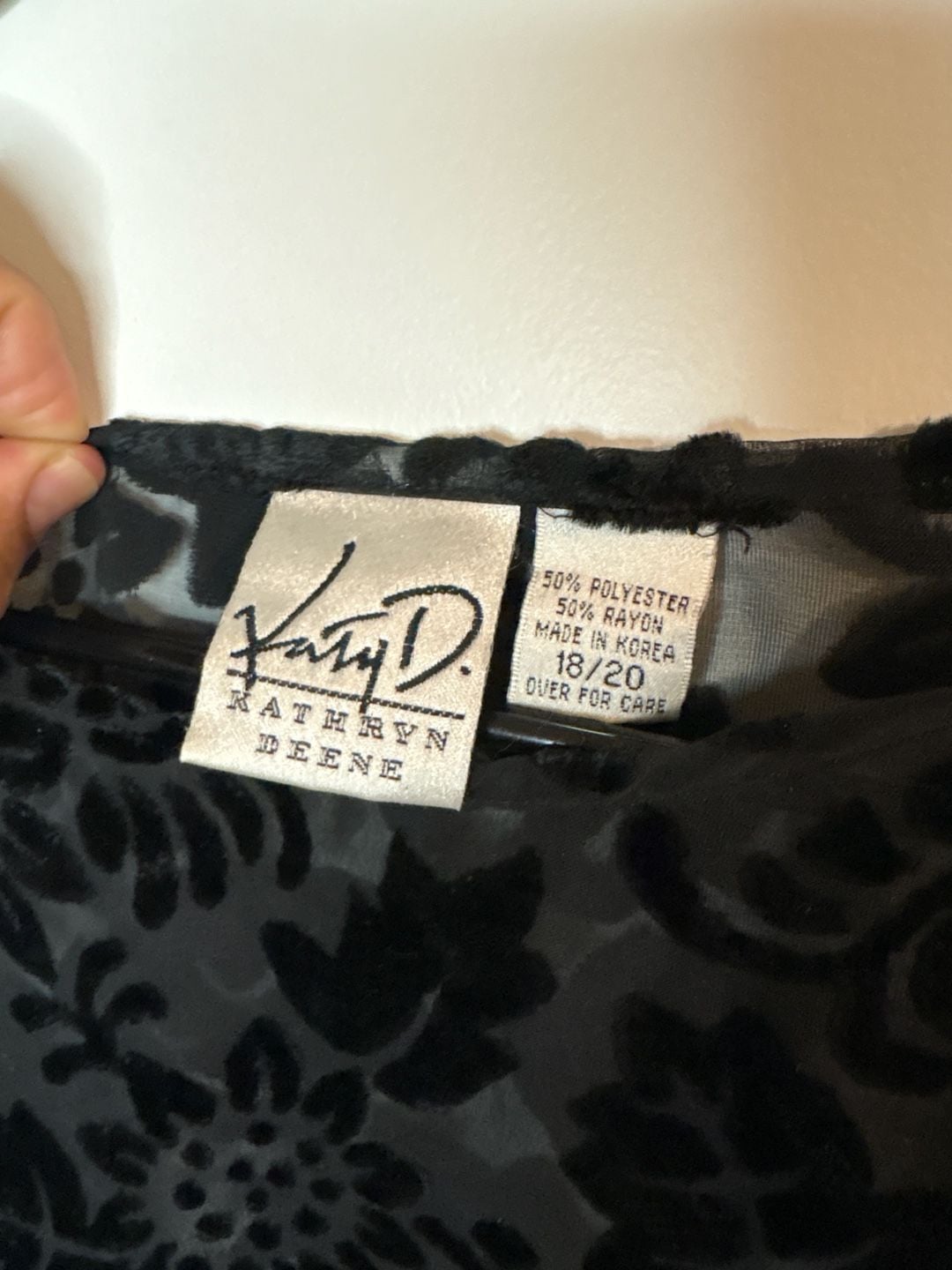 Kathryn Deene Vintage Floral Burnout Velvet Sheer Tunic Top Black 18/20 6