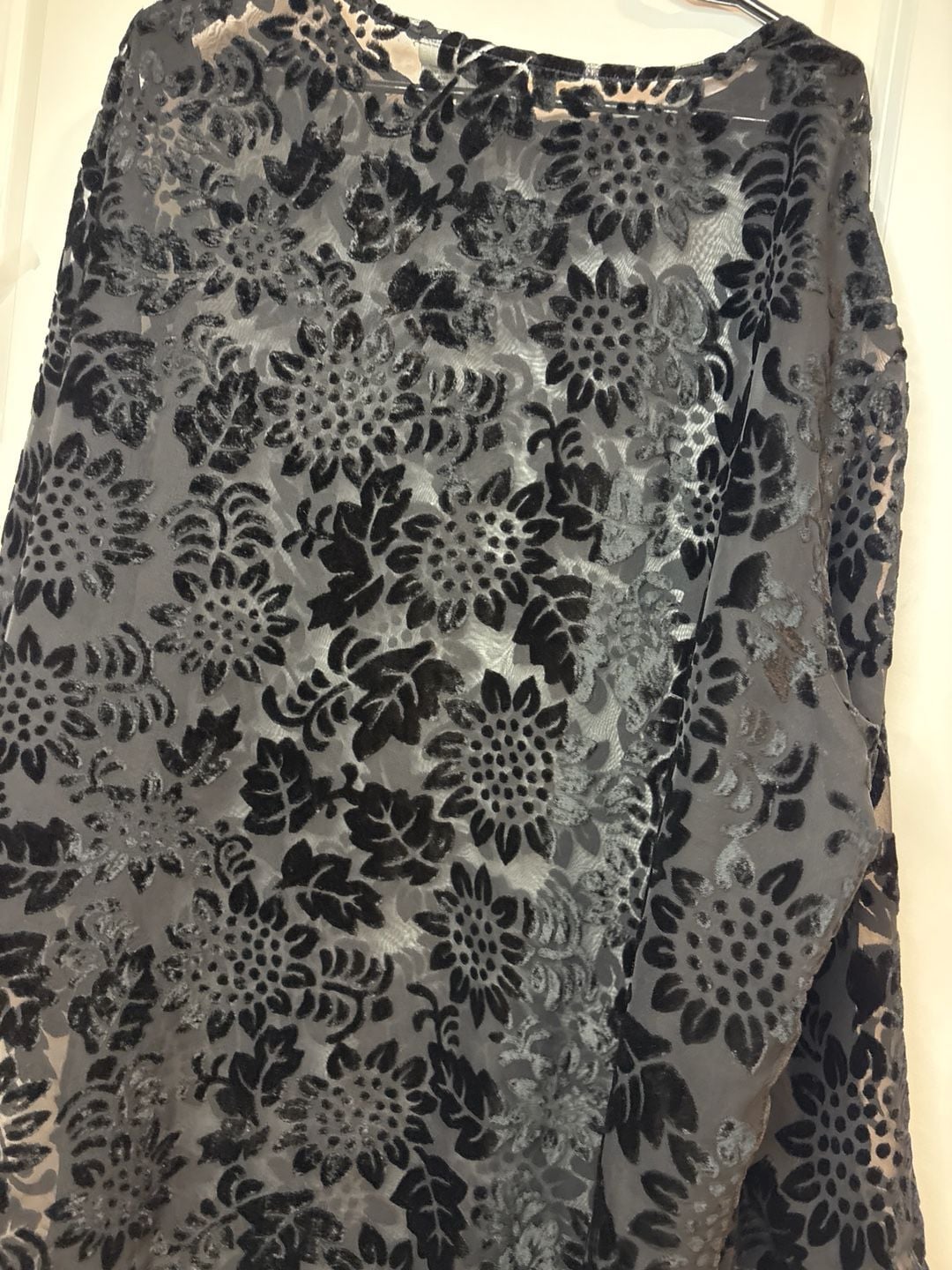 Kathryn Deene Vintage Floral Burnout Velvet Sheer Tunic Top Black 18/20 9