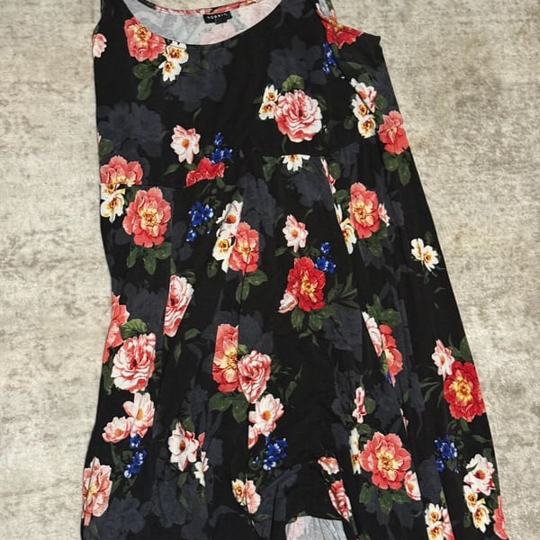 Torrid Black Floral Print Sleeveless Hi-Lo Cami Dress
